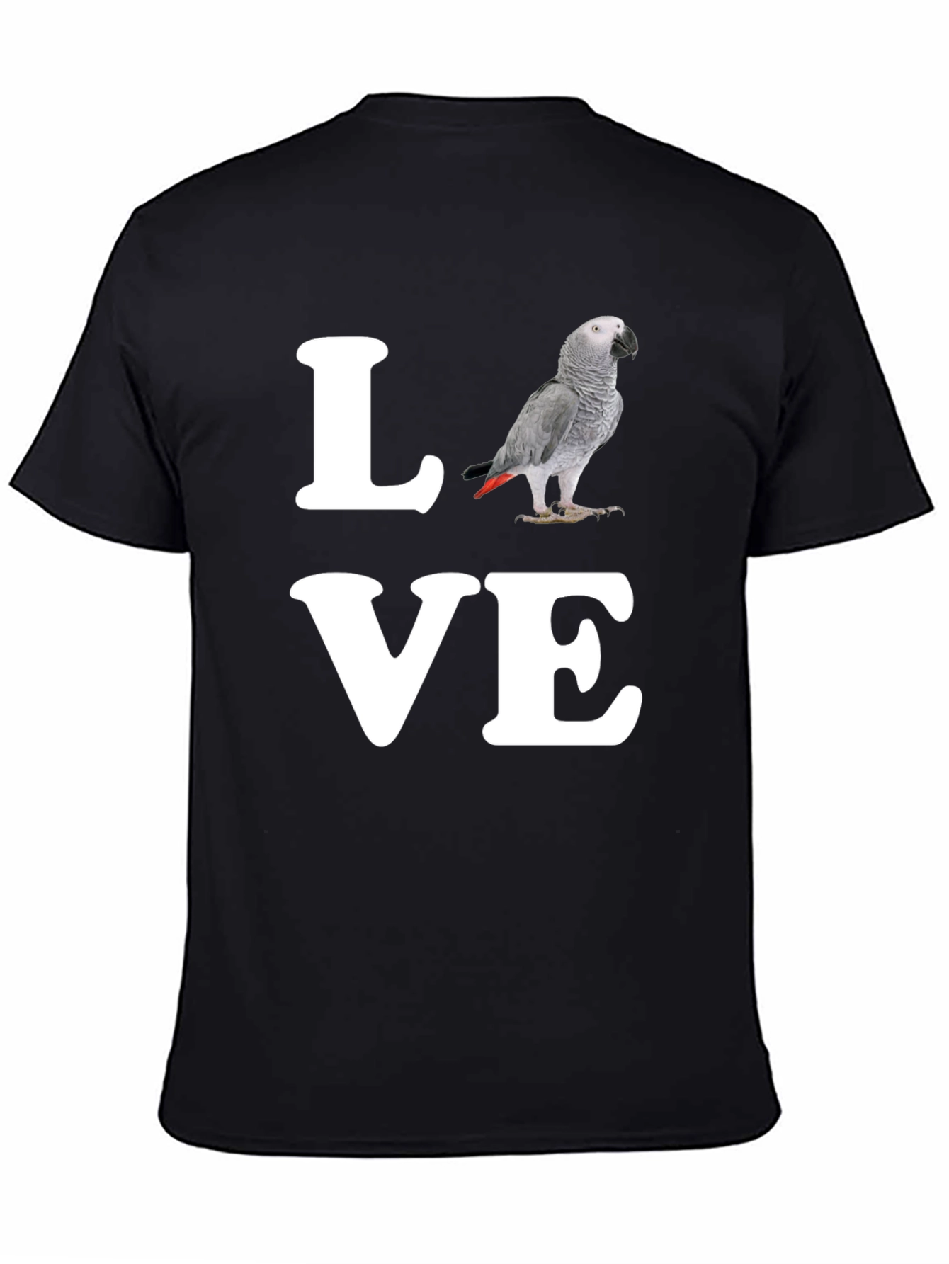 Black Love Parrot T-Shirt - Unique Graphic Tee view 4
