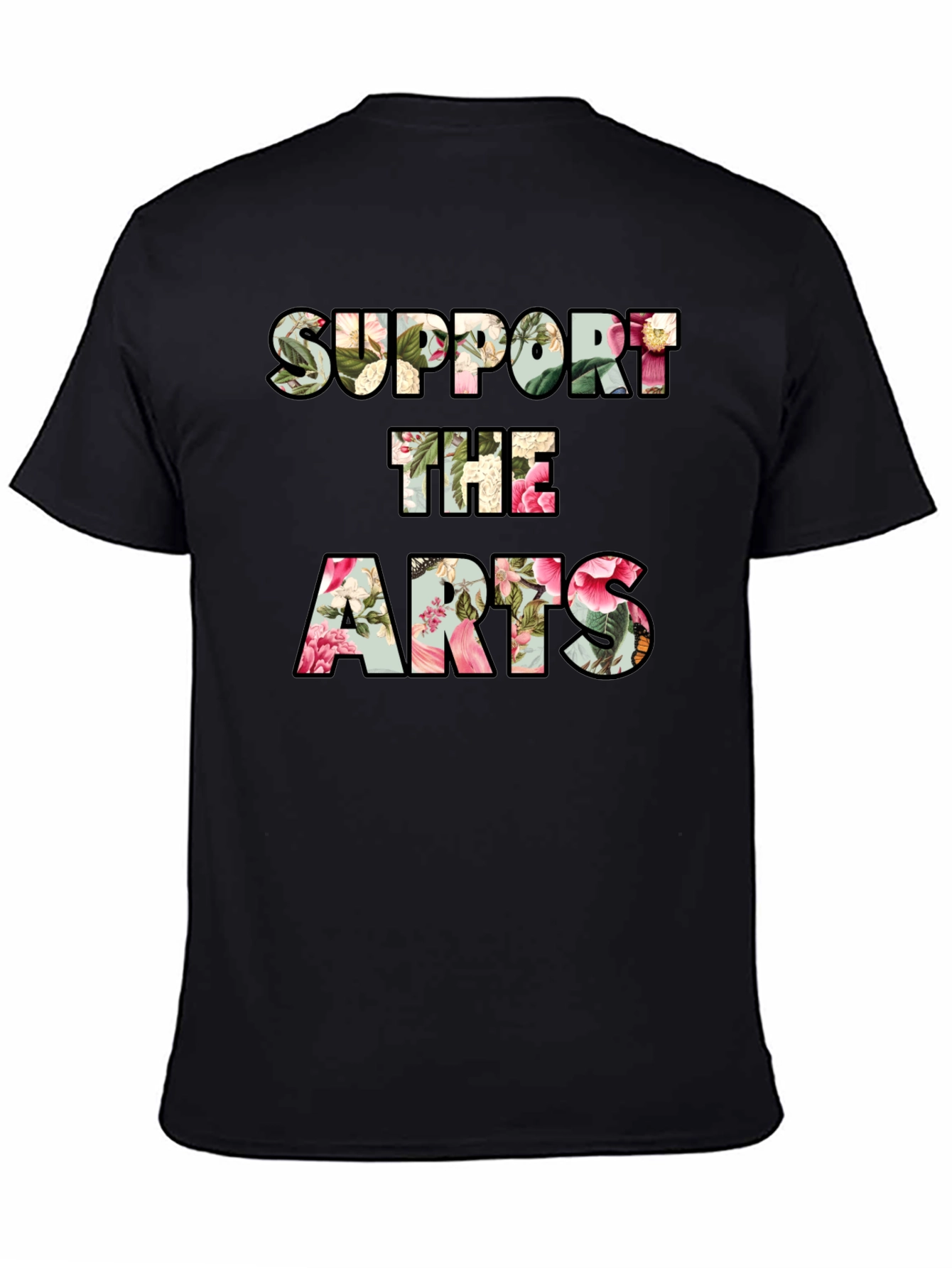 Black Support The Arts Floral Graphic Tee - Unisex view 4