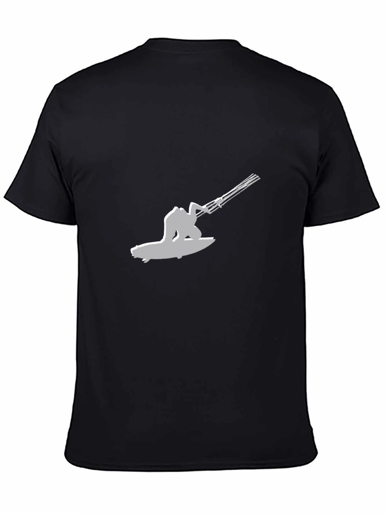 Black Kitesurfing Graphic Tee - Black Cotton T-Shirt view 4