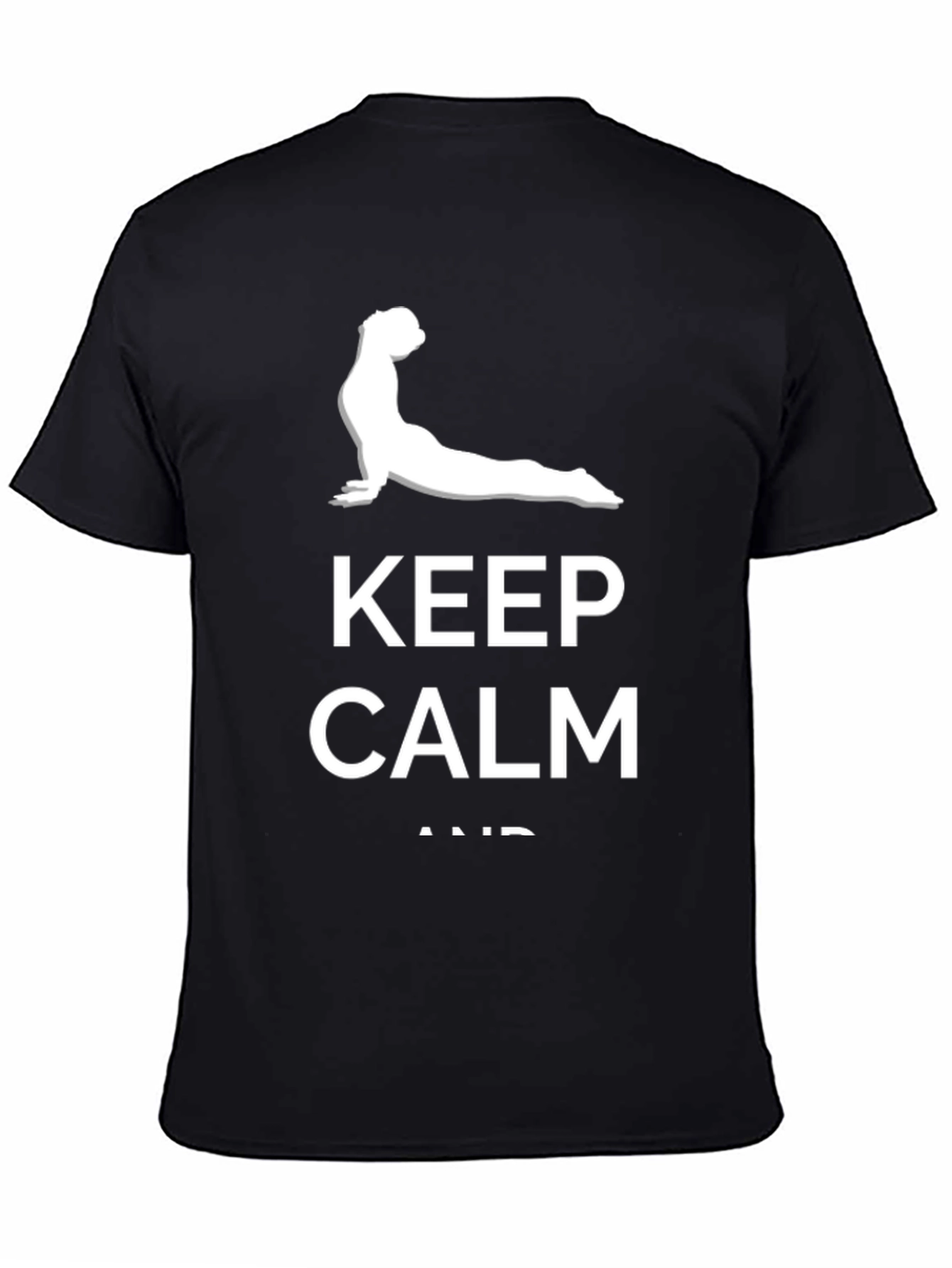 Black Keep Calm Yoga Dog T-Shirt - Black view 4