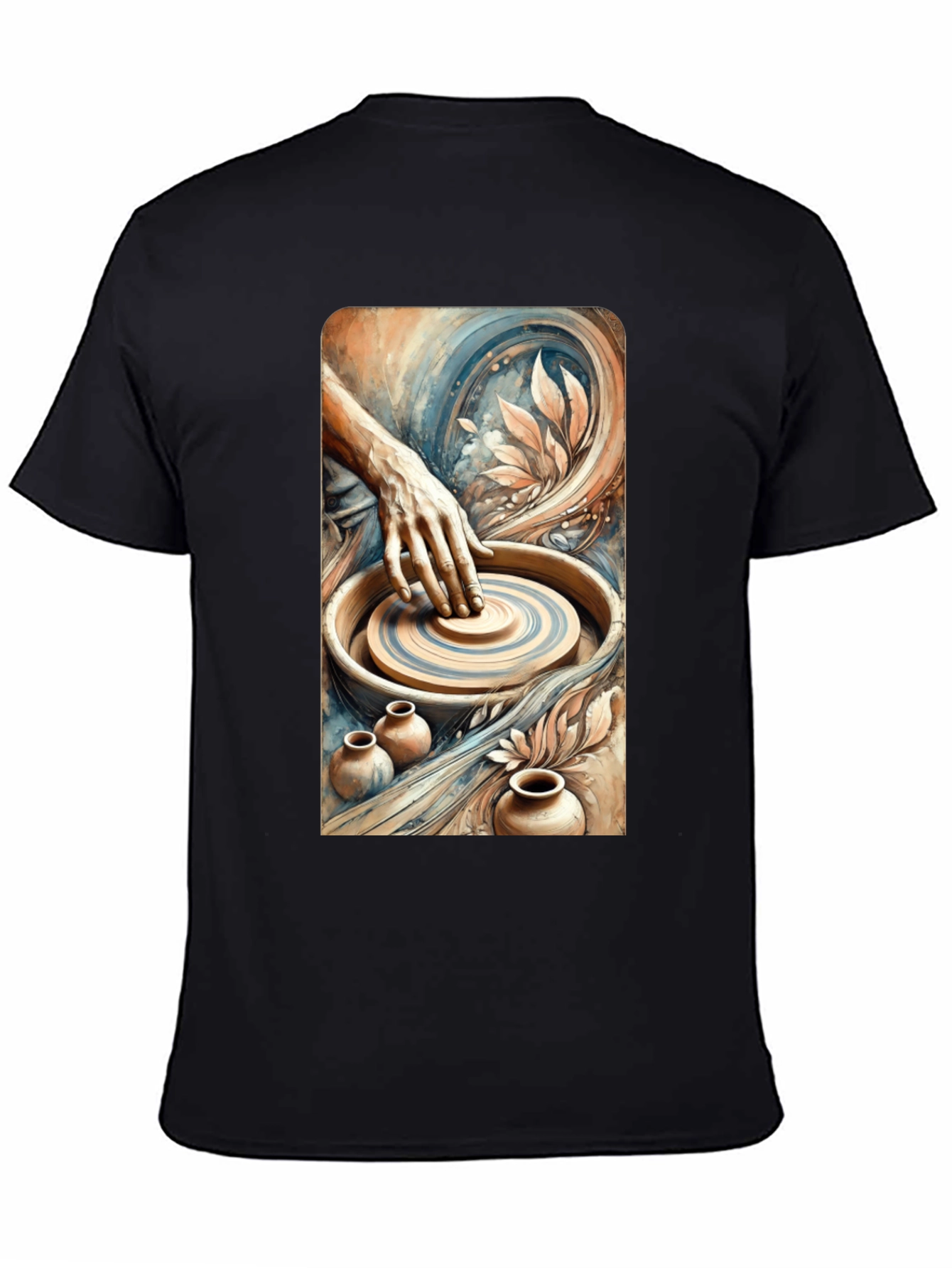 Black Artisan Pottery Tee - Wheel Throwing Design view 4