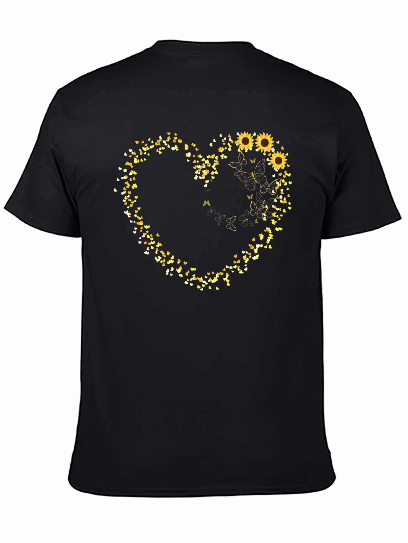Black Sunflower Heart Graphic Tee view 4