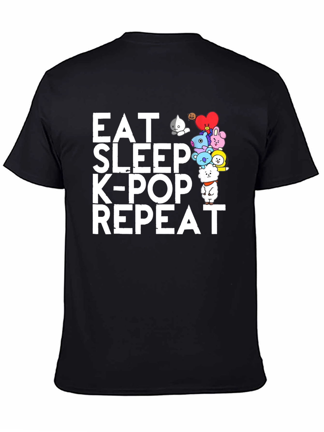 Black Eat Sleep K-Pop Repeat Black Graphic Tee view 4