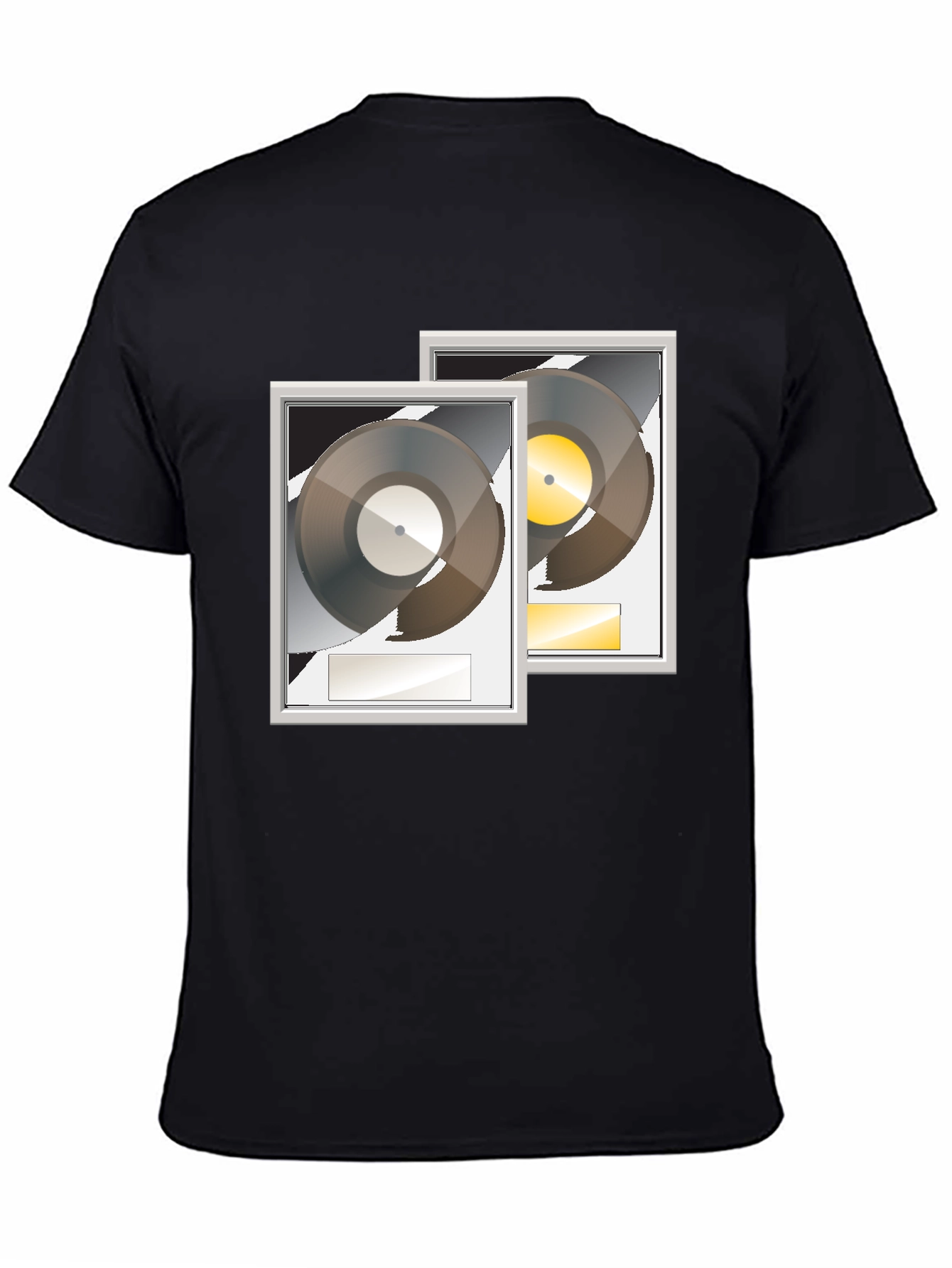 Black Black T-Shirt with Gold and Platinum Record Graphic view 4