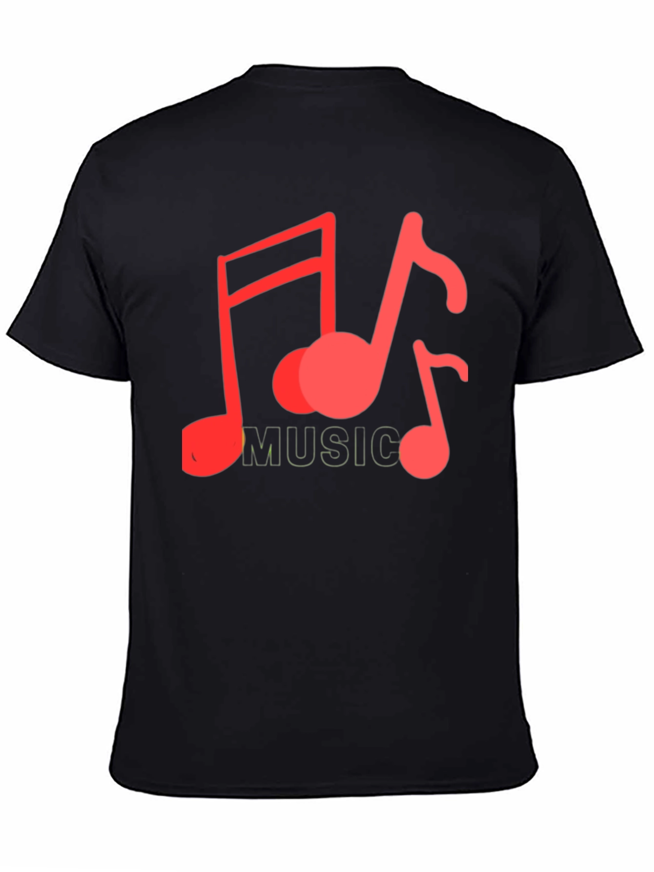 Black Musical Notes Graphic Tee - Black Cotton Casual view 4