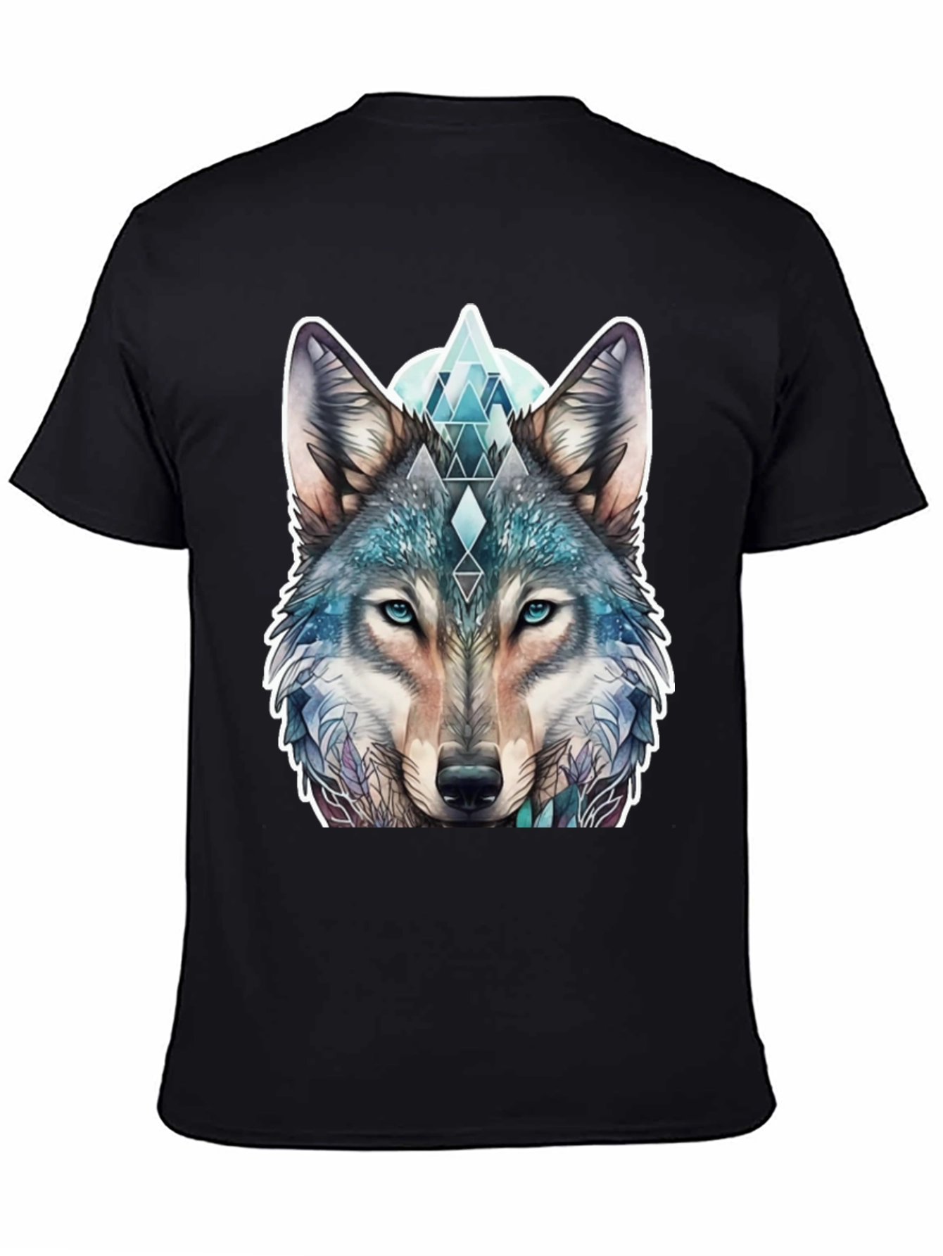 Black Geometric Wolf Graphic Tee - Stylish Animal Print Shirt view 4