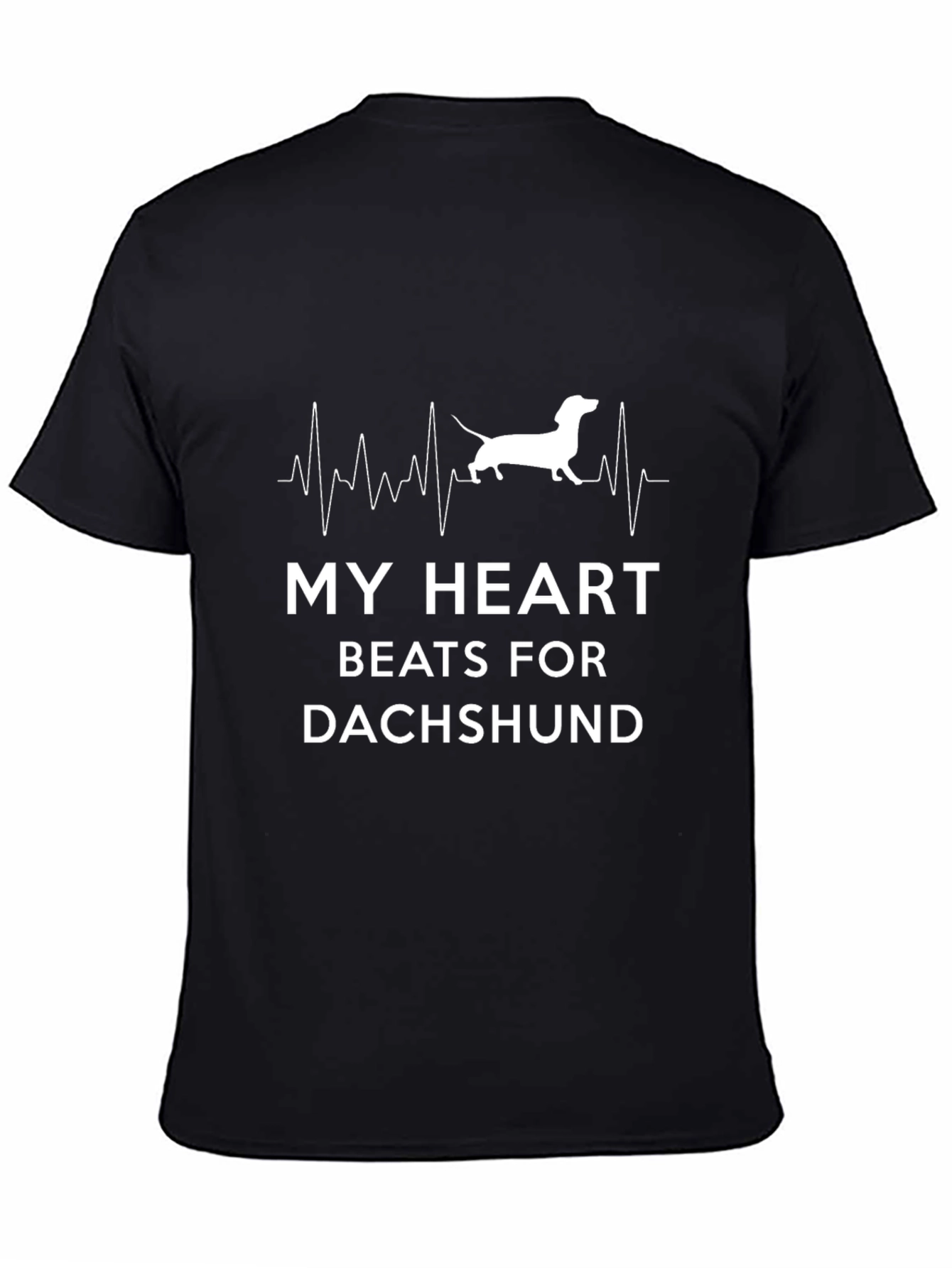 Black Dachshund Heartbeat T-Shirt view 4