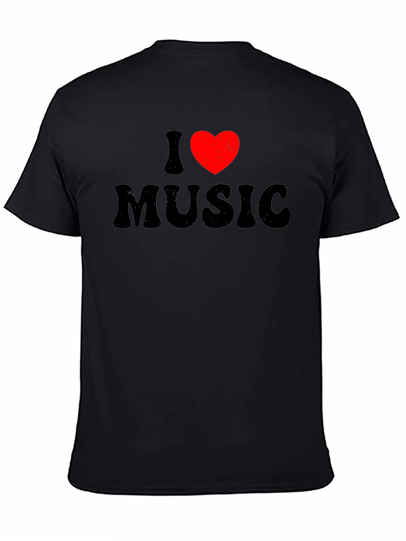 Black I Love Music Graphic Tee - Black Cotton Blend T-Shirt view 4