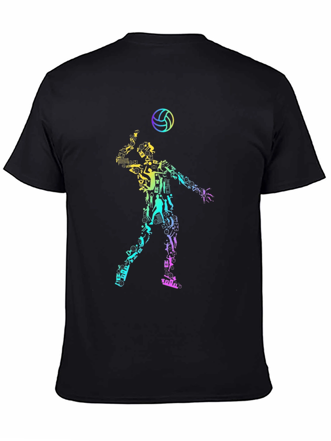 Black Volleyball Player Silhouette Graphic Tee - Sporty Casual view 4
