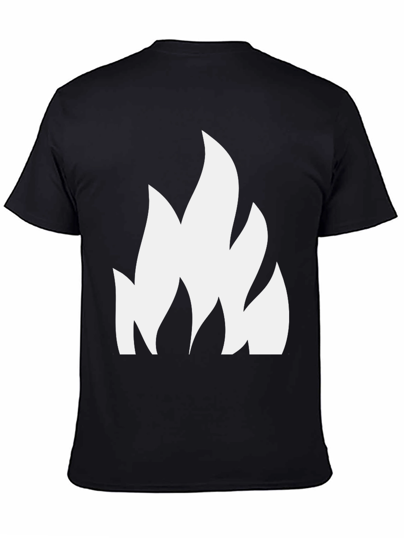 Black Bold Black T-Shirt with White Flame Design view 4