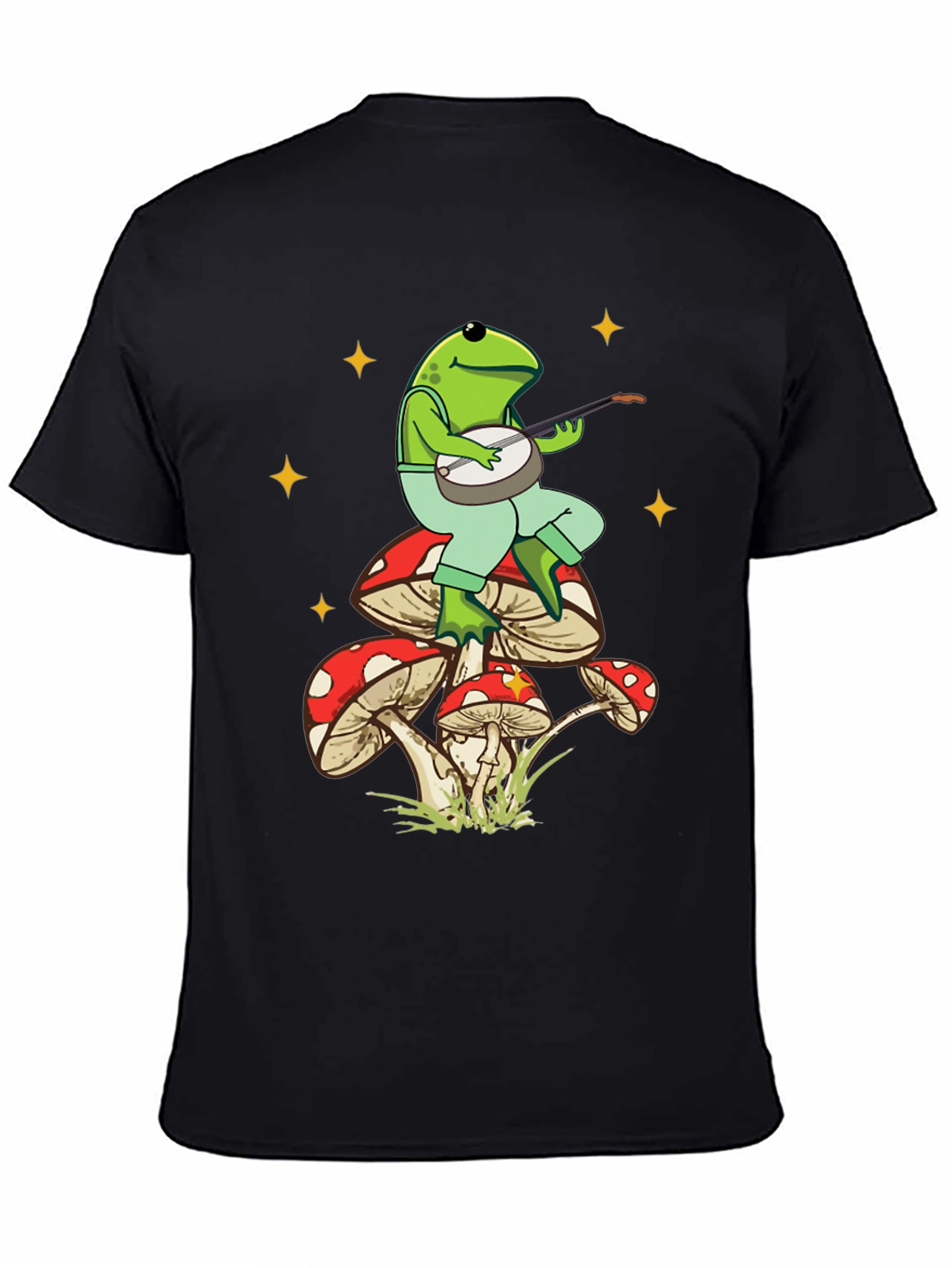 Black Frog Banjo Mushroom T-Shirt view 4