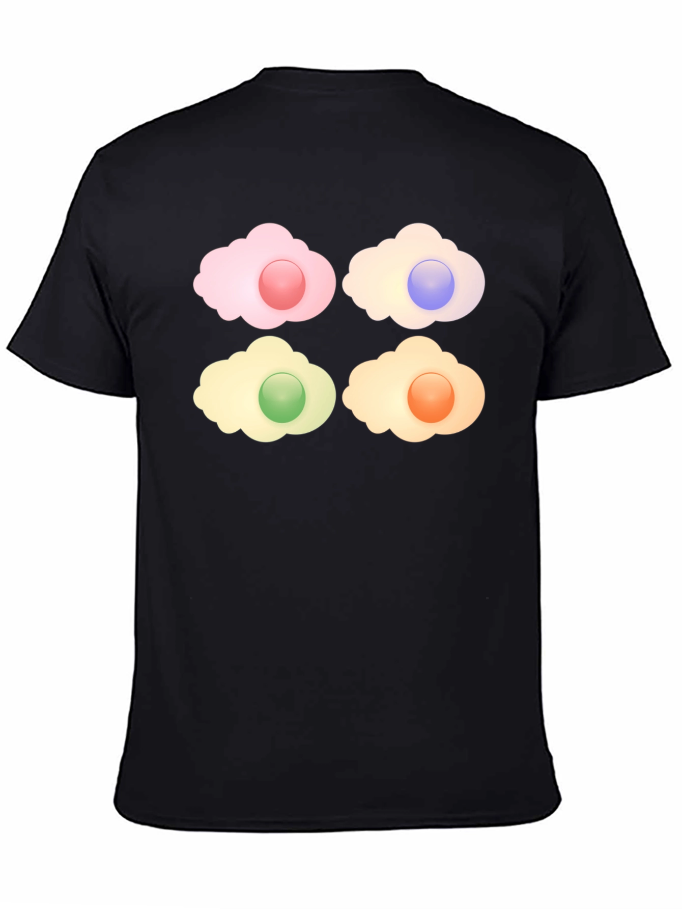 Black Colorful Sunny Side Up Eggs Graphic T-Shirt view 4