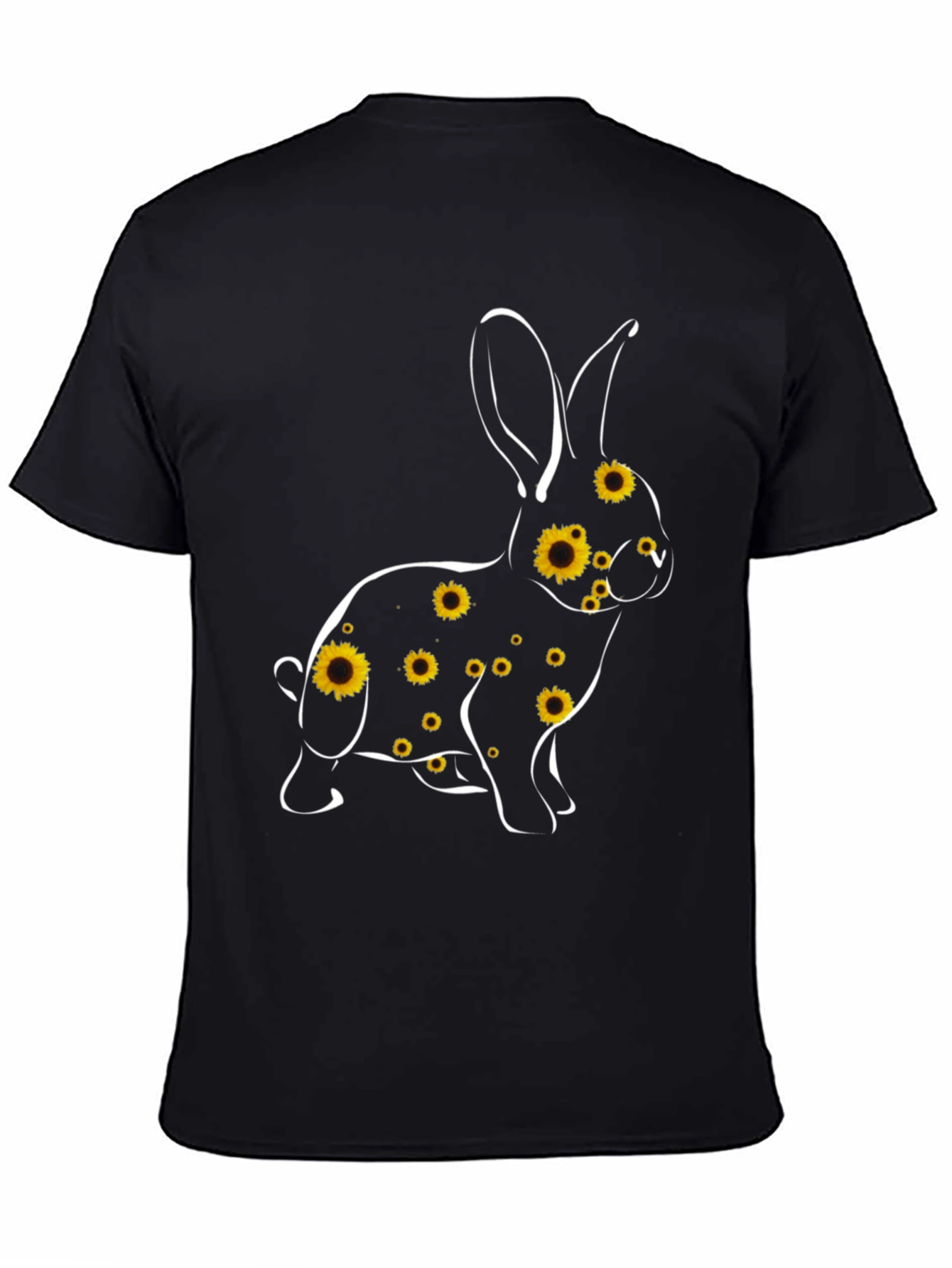 Black Sunflower Bunny Graphic Tee - Black Cotton Blend view 4