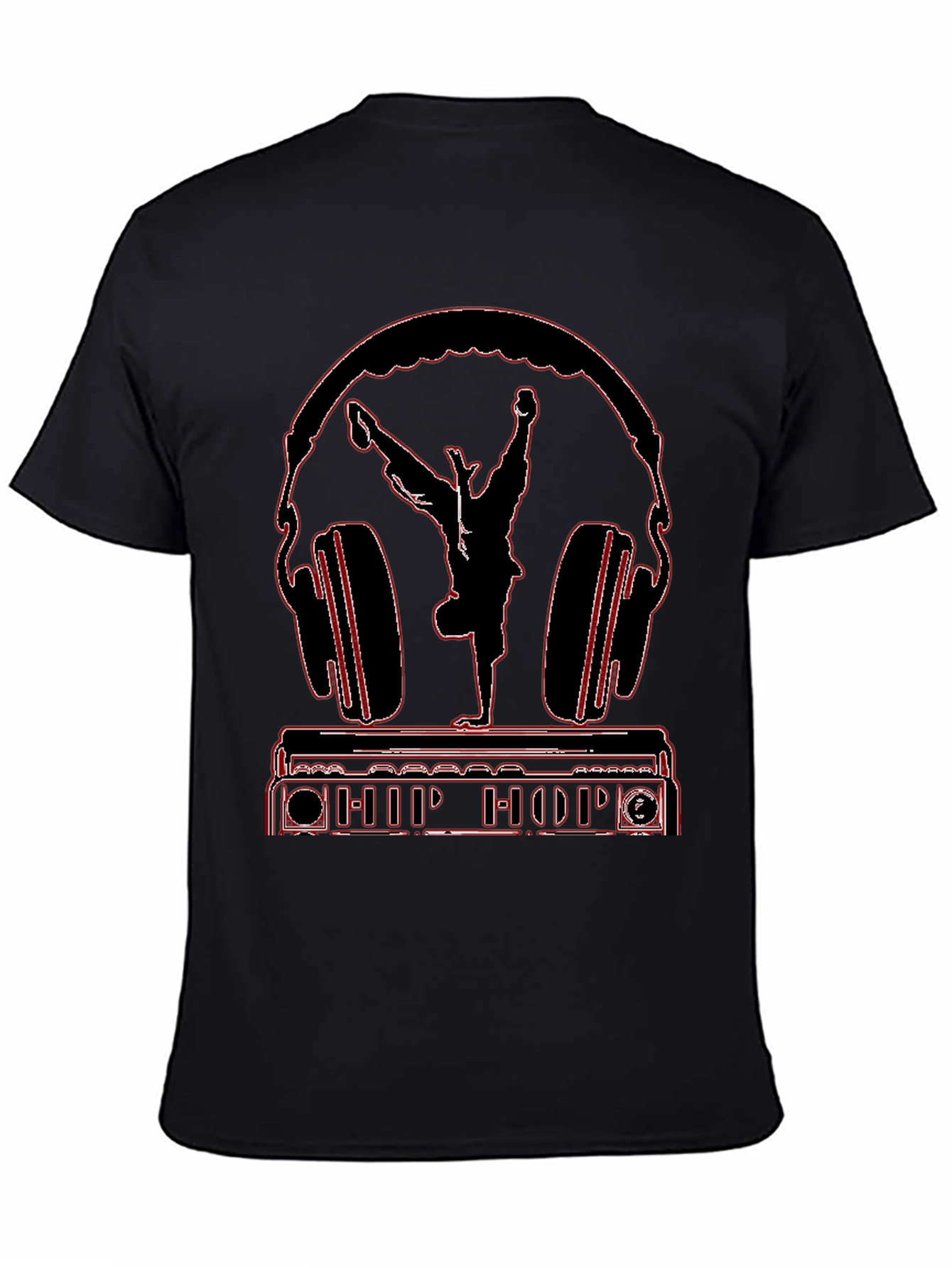 Black Hip Hop Headphones Graphic Tee view 4
