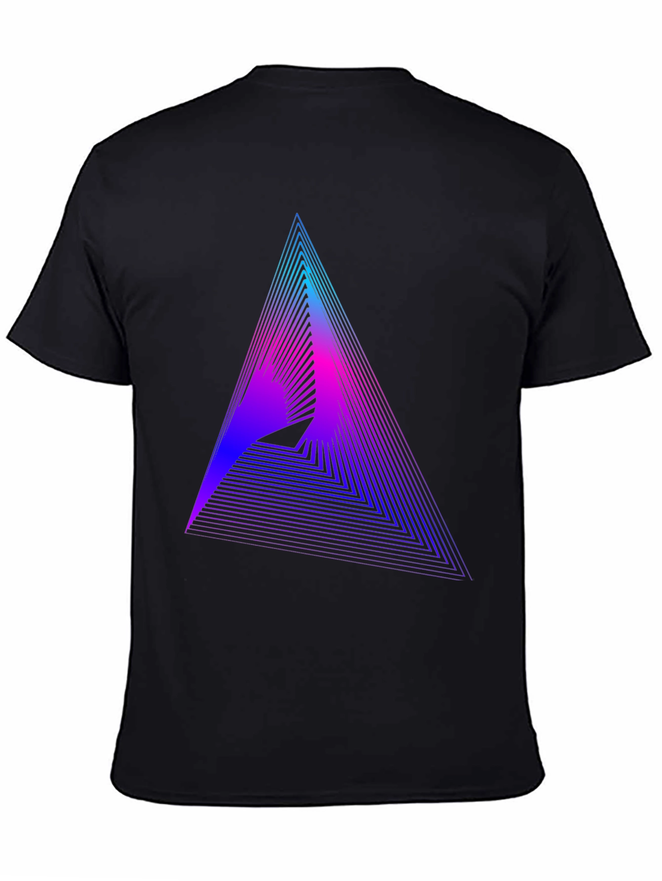 Black Geometric Gradient Triangle Tee - Modern Graphic T-Shirt view 4