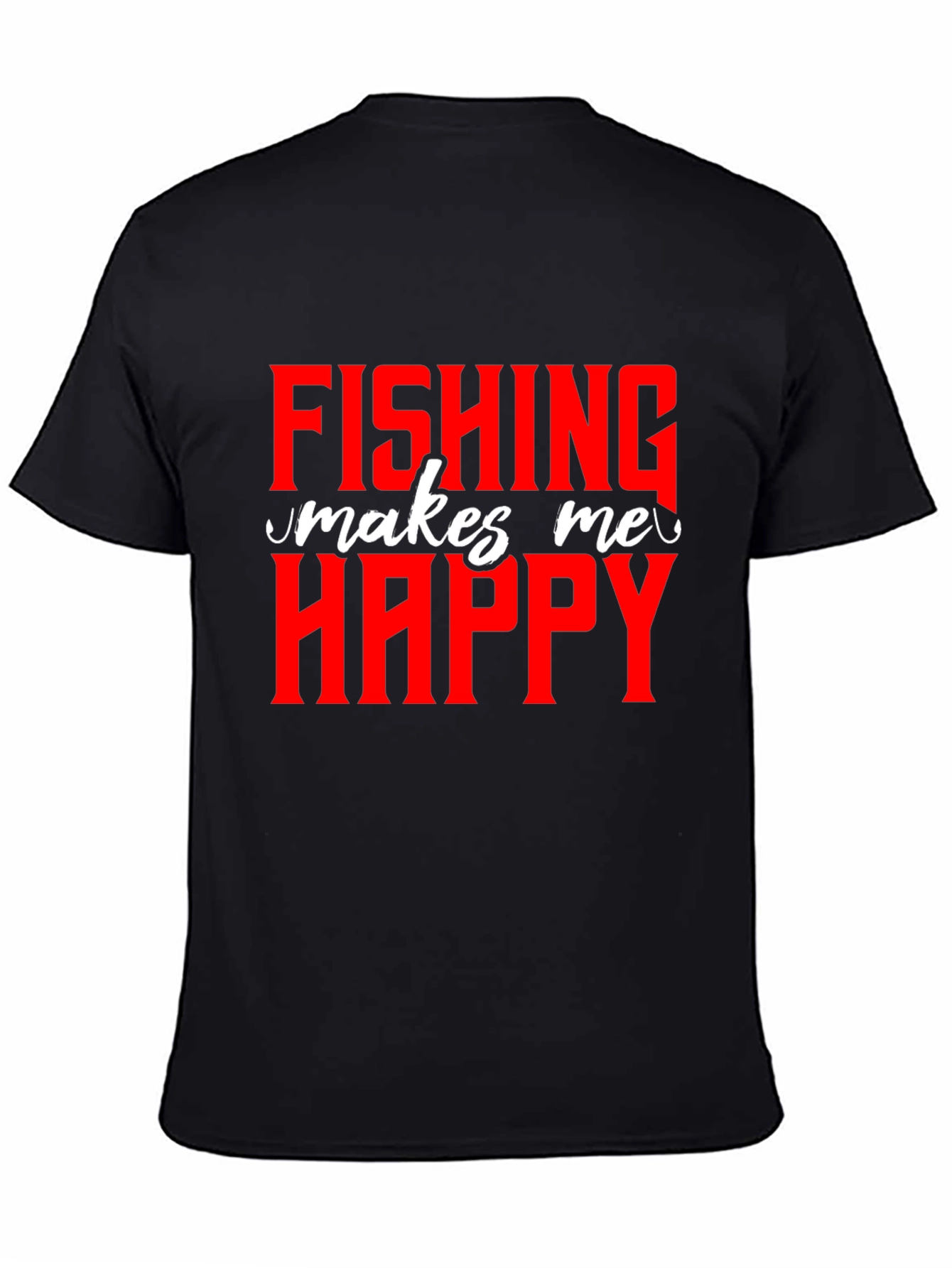 Black Fishing Makes Me Happy - Graphic T-Shirt view 4