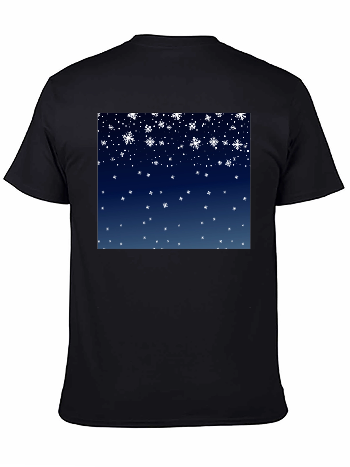 Black Snowflake Pattern T-Shirt - Winter Holiday Apparel view 4