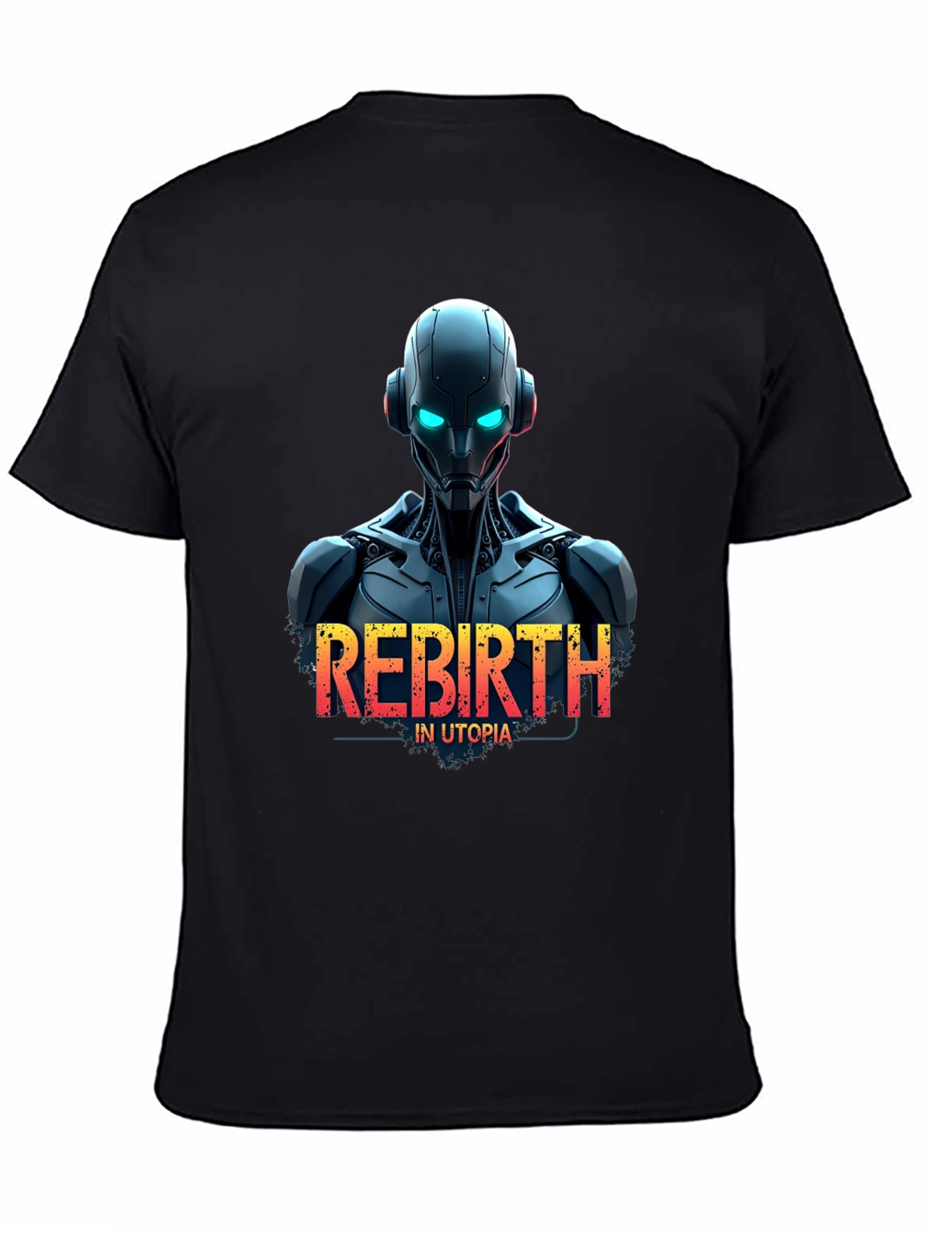 Black Rebirth in Utopia Robot T-Shirt - Sci-Fi Style view 4