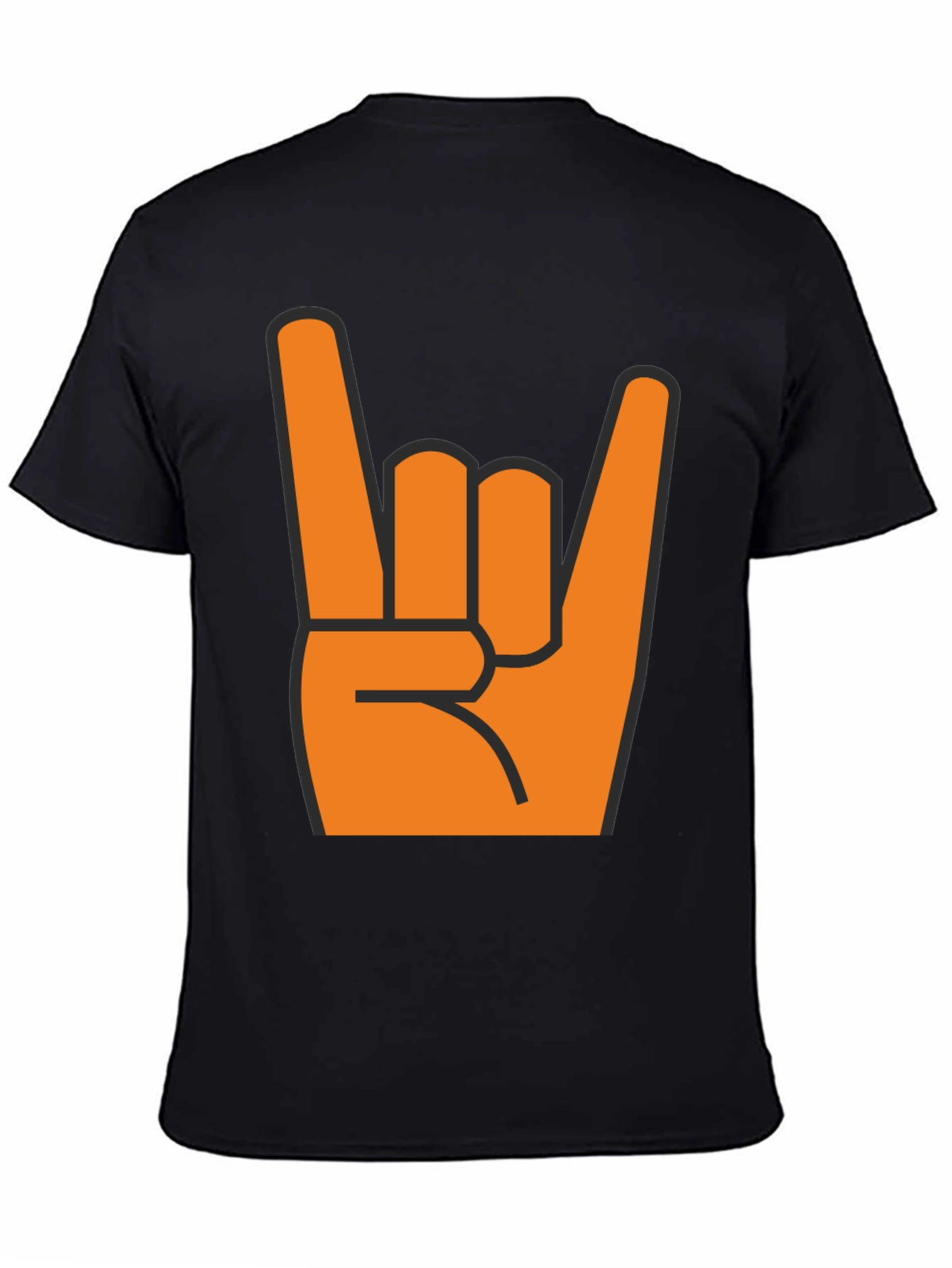 Black Rock On T-Shirt - Bold Orange Hand Graphic view 4