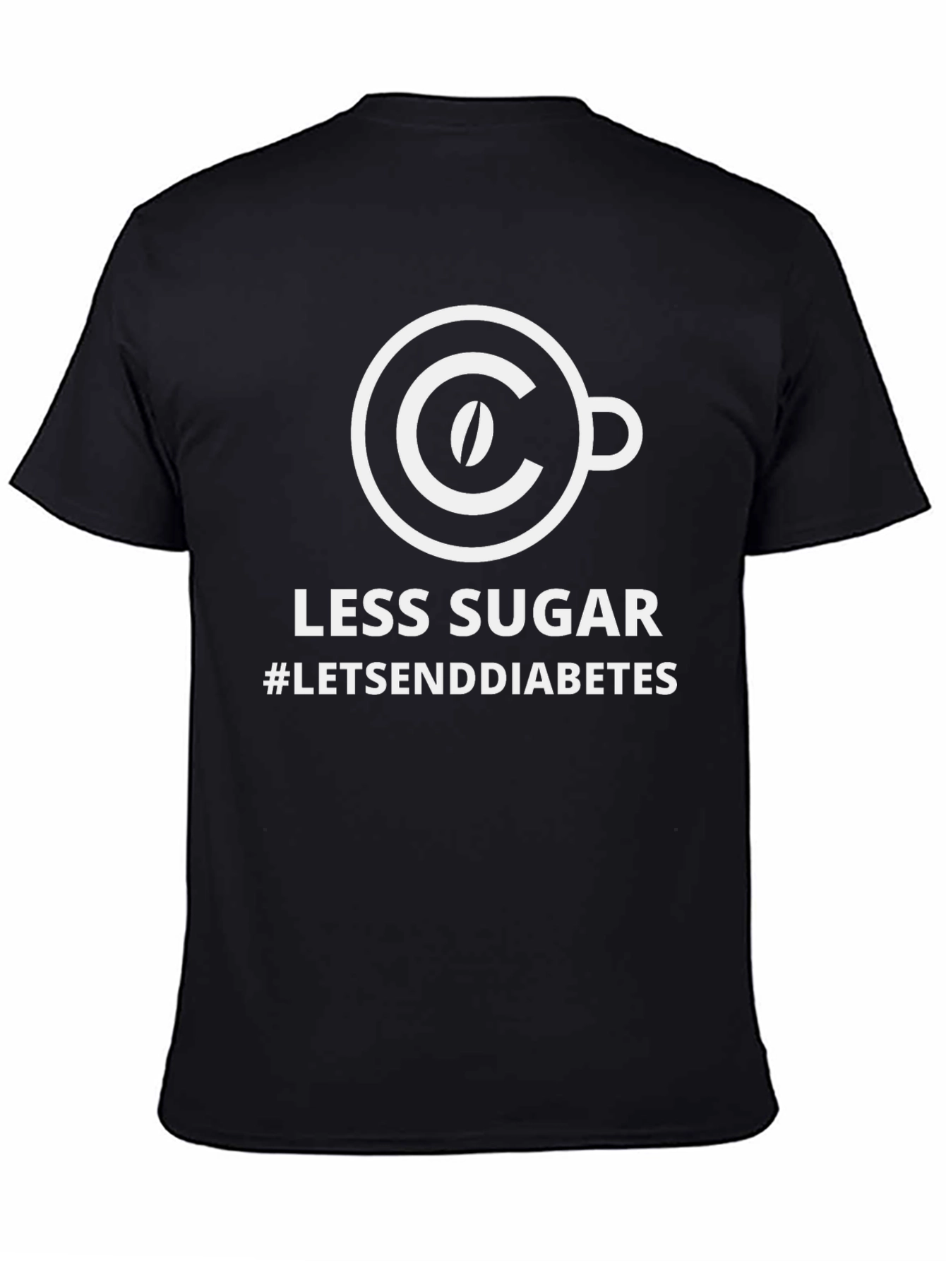 Black Less Sugar T-Shirt: Send Diabetes Away! view 4
