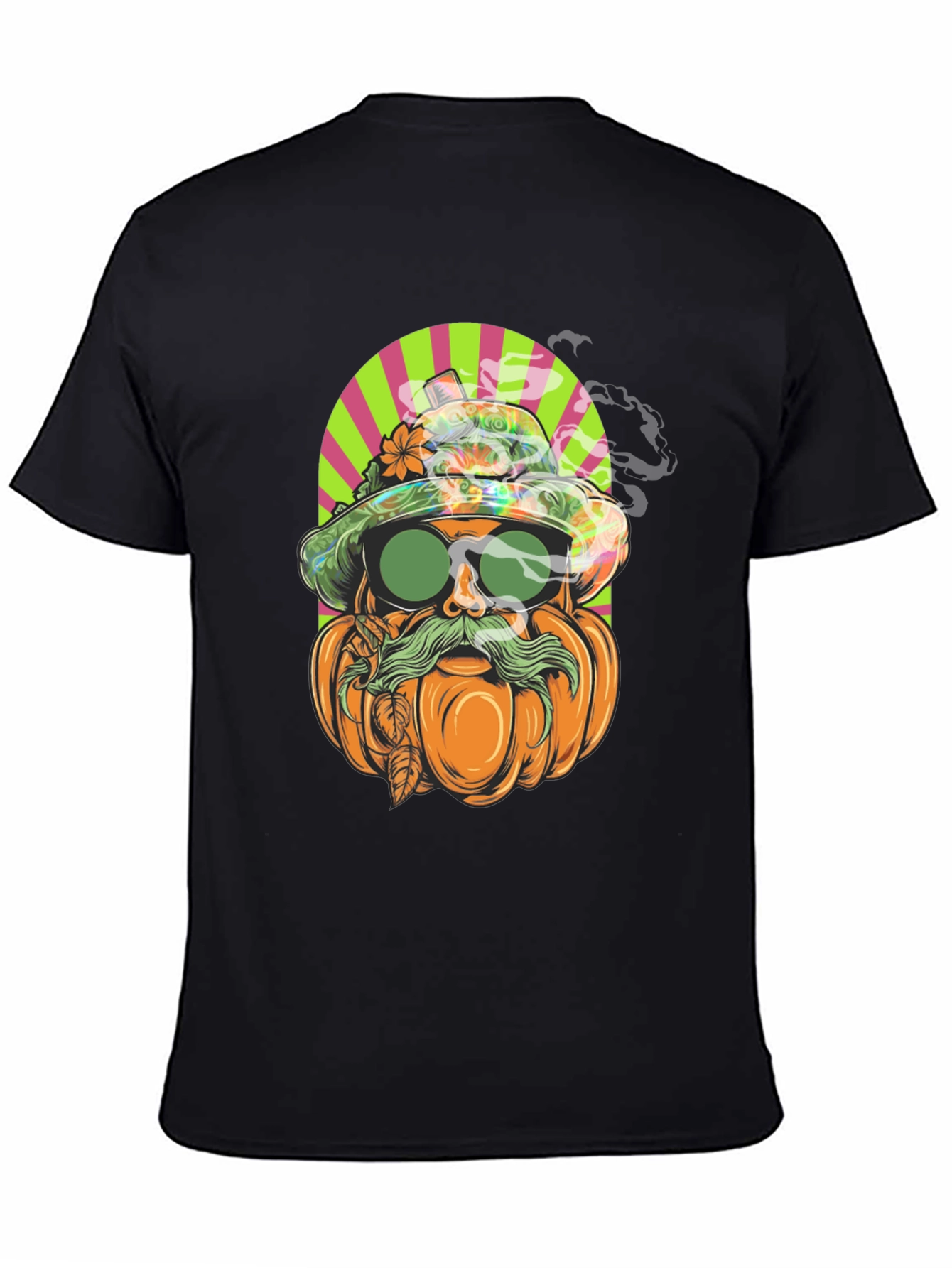 Black Pumpkin Man Graphic Tee - Halloween Style view 4