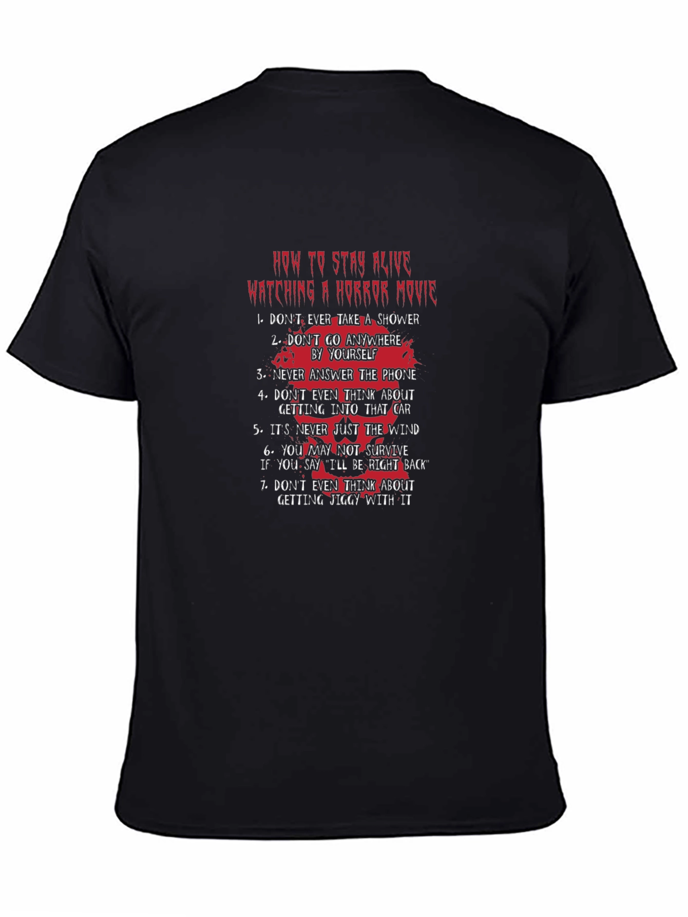 Black Horror Movie Survival Guide T-Shirt view 4