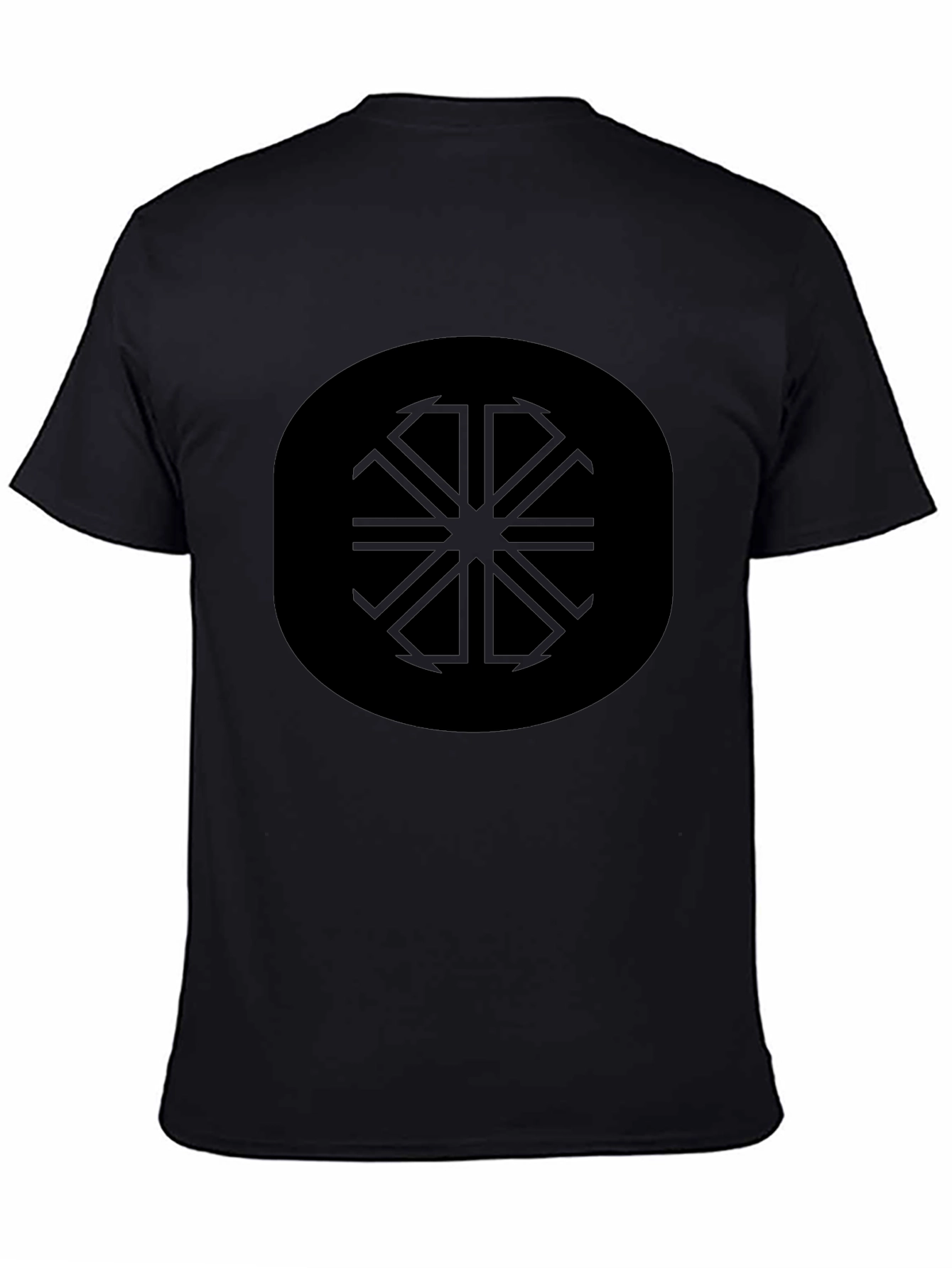 Black Geometric Graphic Black Crewneck T-Shirt view 4