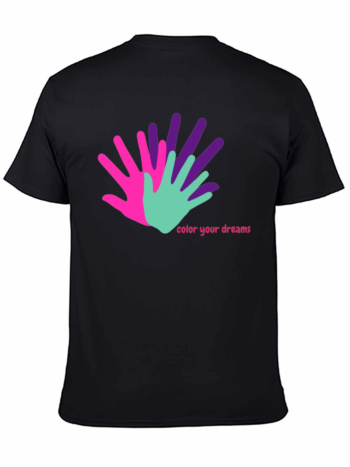 Black Colorful Hands T-Shirt - Color Your Dreams view 4