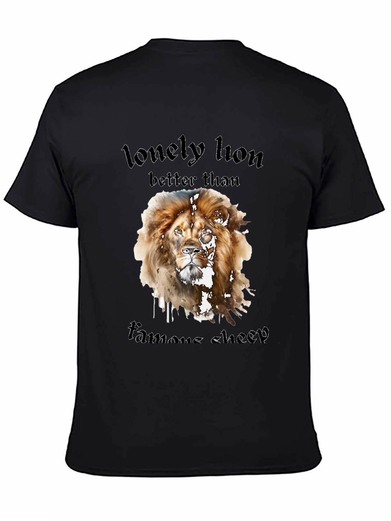 Black Lonely Lion Graphic Tee - Better Than Famous Sheep view 4