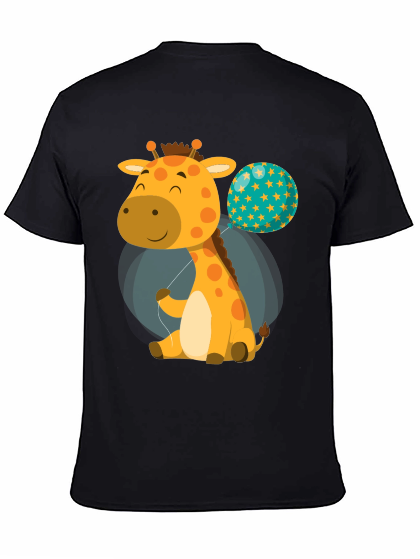Black Cute Giraffe & Balloon Graphic T-Shirt view 4