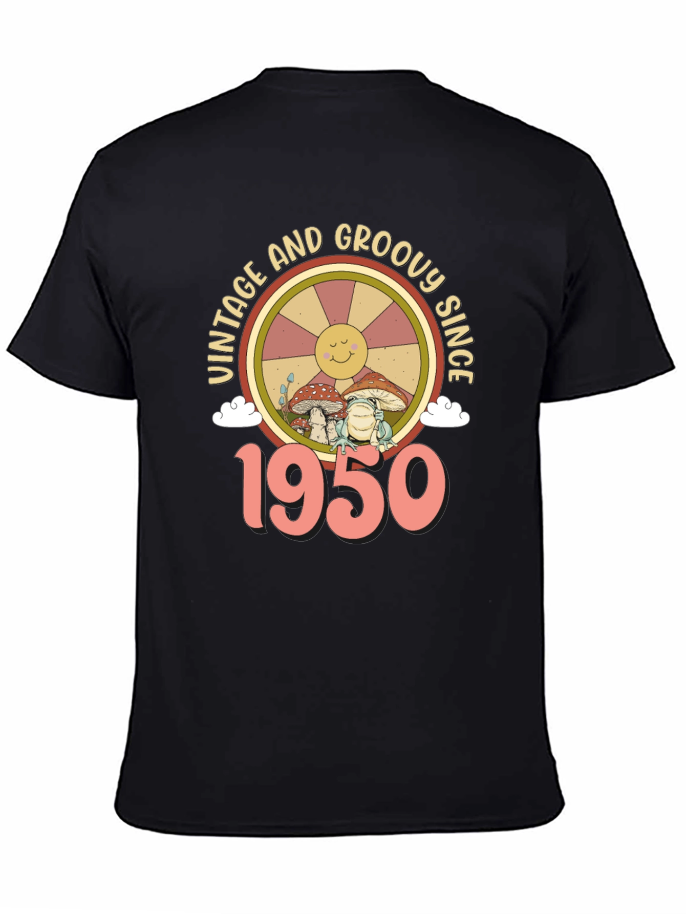 Black Vintage and Groovy Since 1950 T-Shirt view 4