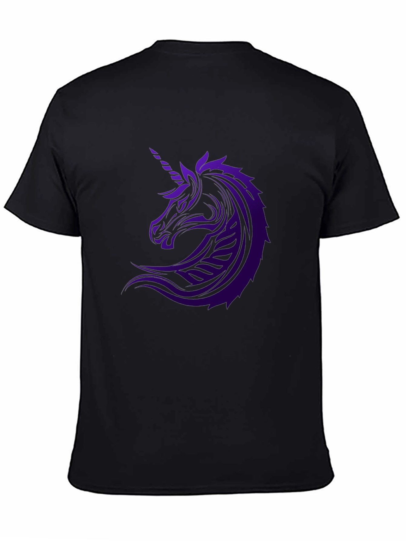 Black Unicorn Graphic Print T-Shirt - Black view 4