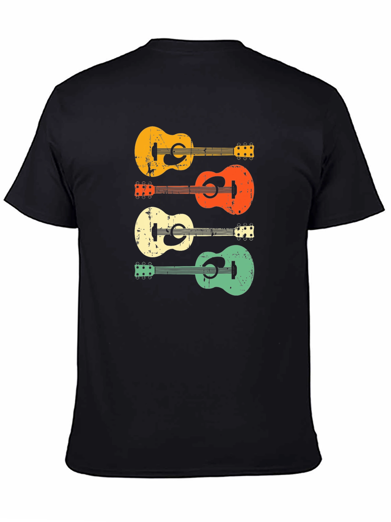 Black Retro Guitar T-Shirt view 4