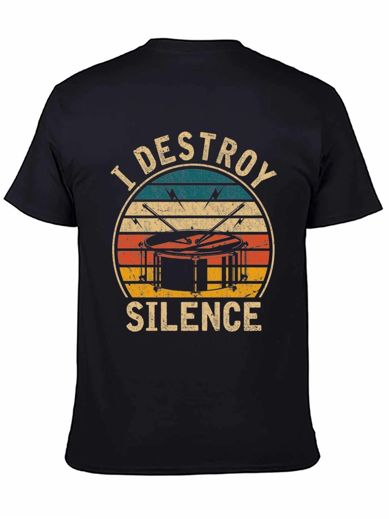 Black I Destroy Silence Drummer T-Shirt view 4