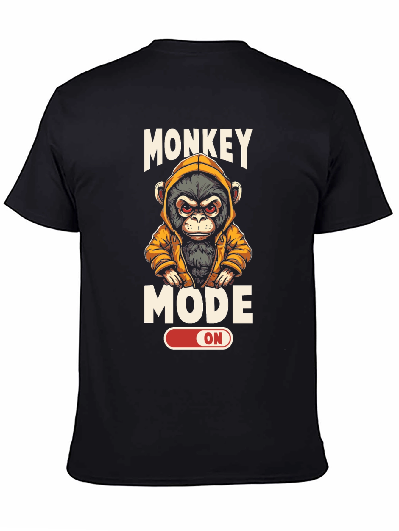 Black Monkey Mode ON T-Shirt - Funny Graphic Tee view 4