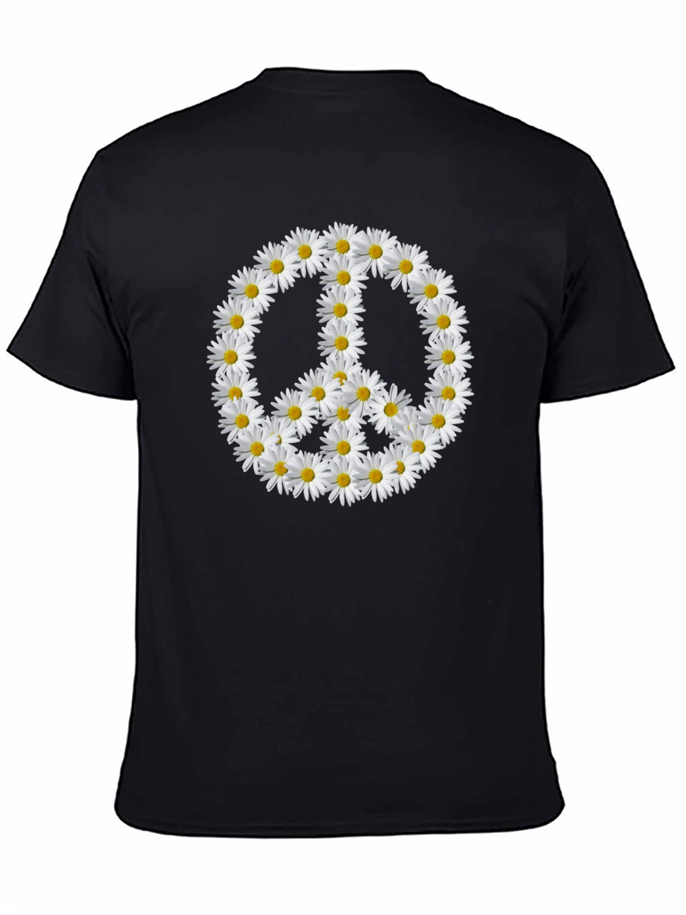 Black Daisy Peace Sign Black T-Shirt view 4
