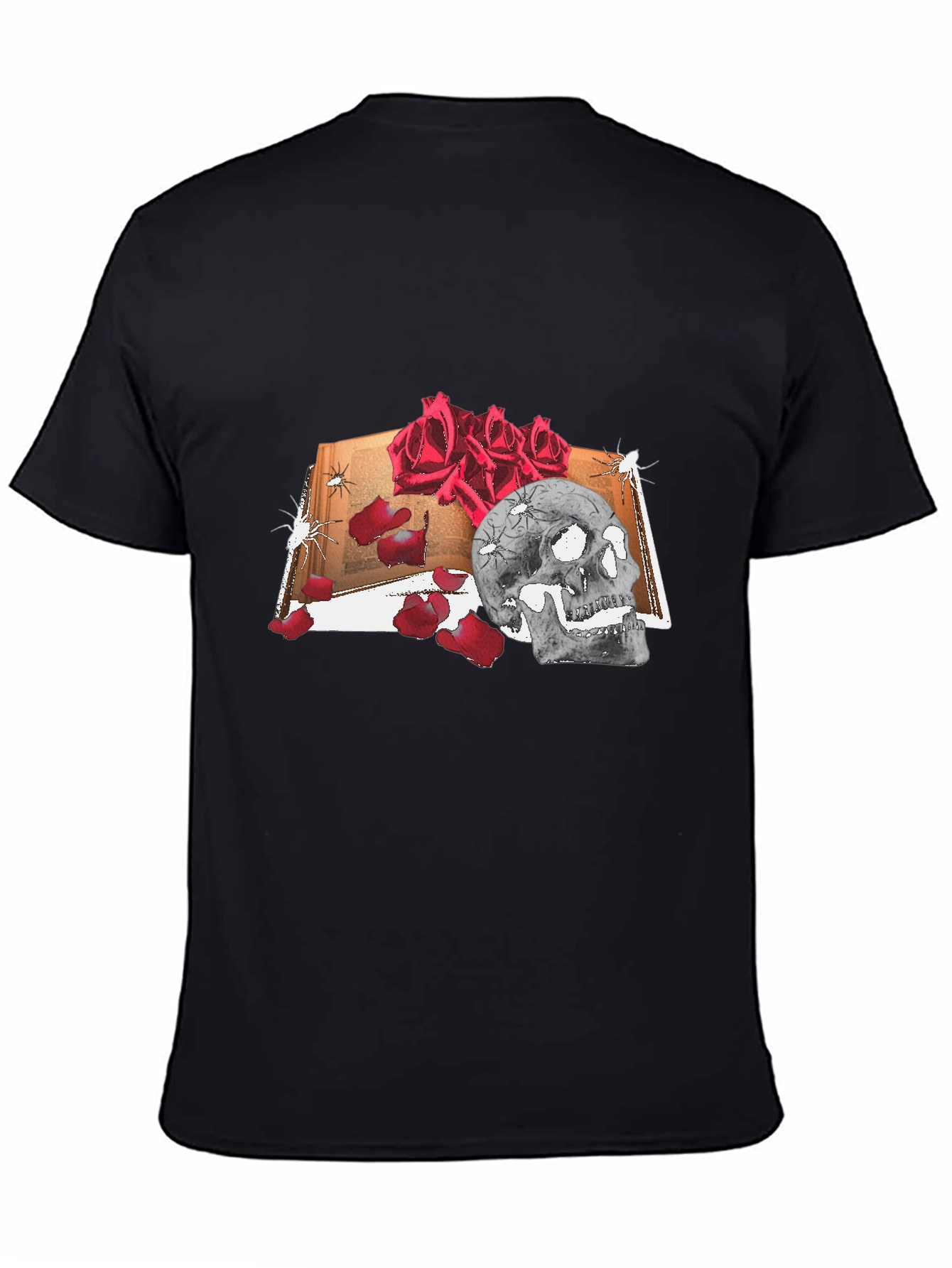 Black Skull & Roses Graphic Tee - Edgy Fashion view 4