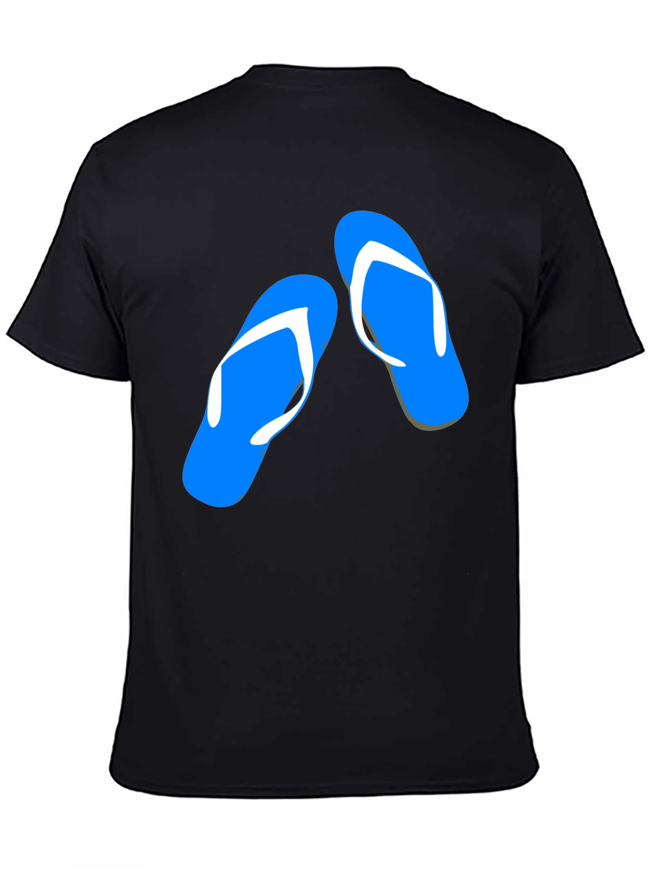 Black Summer Flip Flop Graphic Tee - Black Cotton T-Shirt view 4