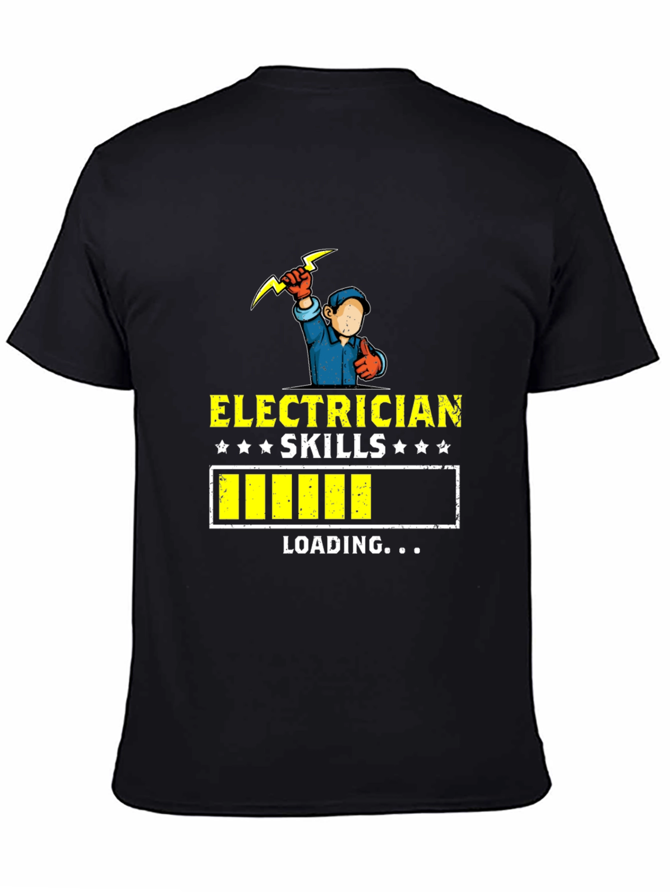 Black Electrician Skills Loading Funny T-Shirt view 4