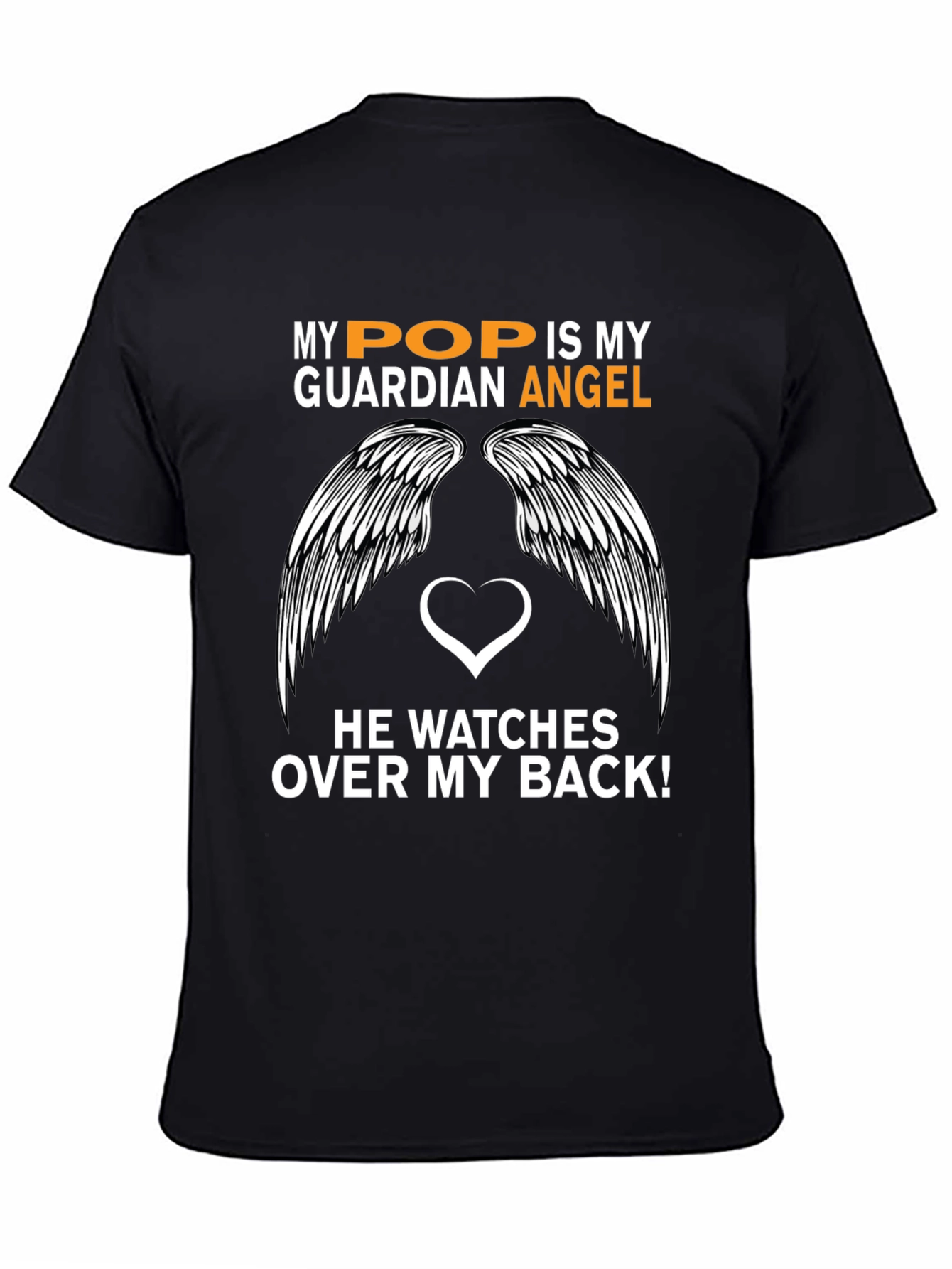 Black My Pop is My Guardian Angel Graphic T-Shirt view 4