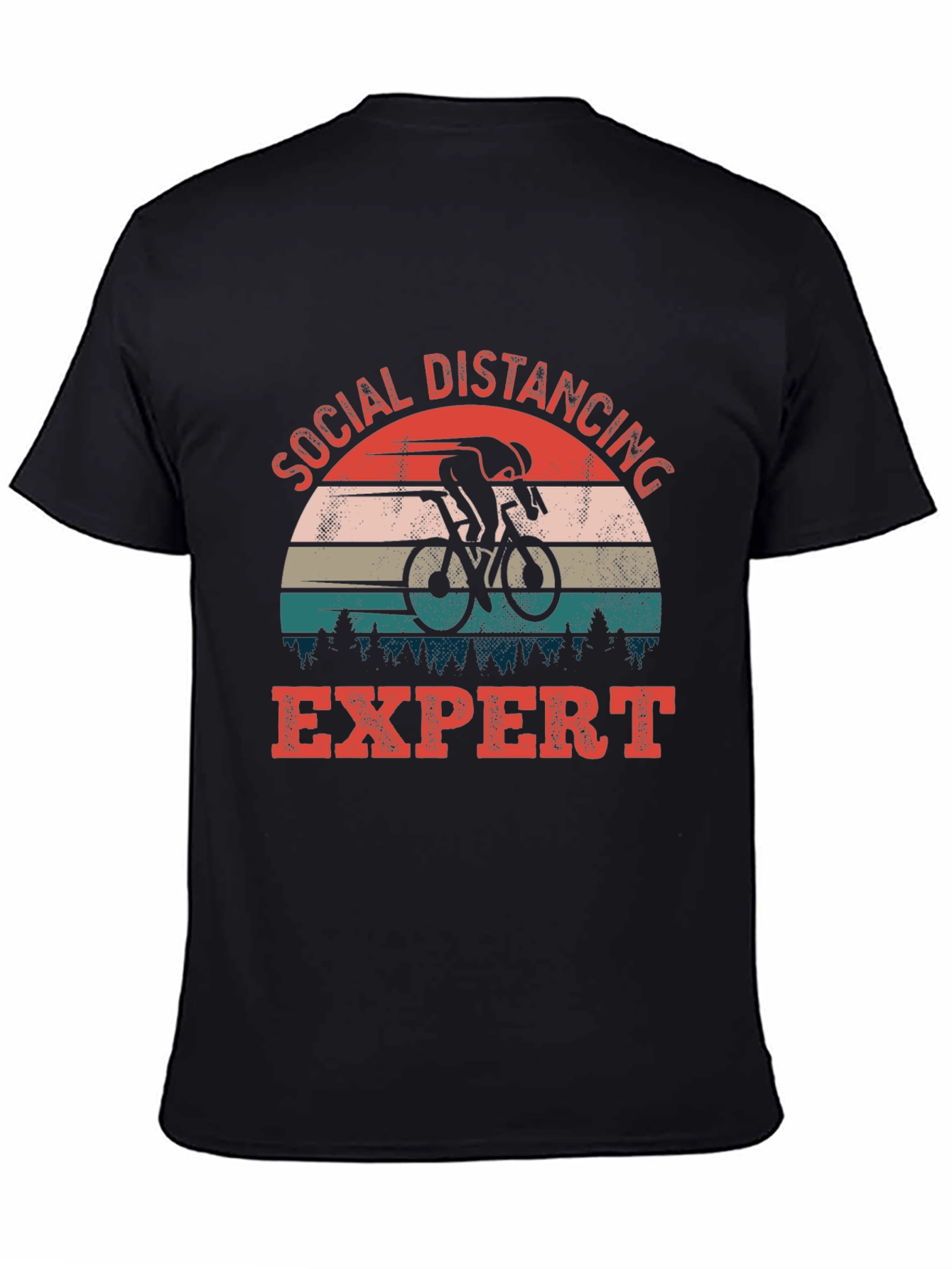 Black Social Distancing Expert Cyclist Graphic Tee view 4
