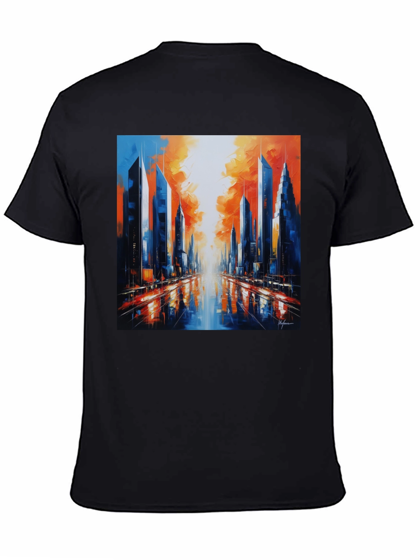 Black Urban Cityscape Graphic Tee view 4