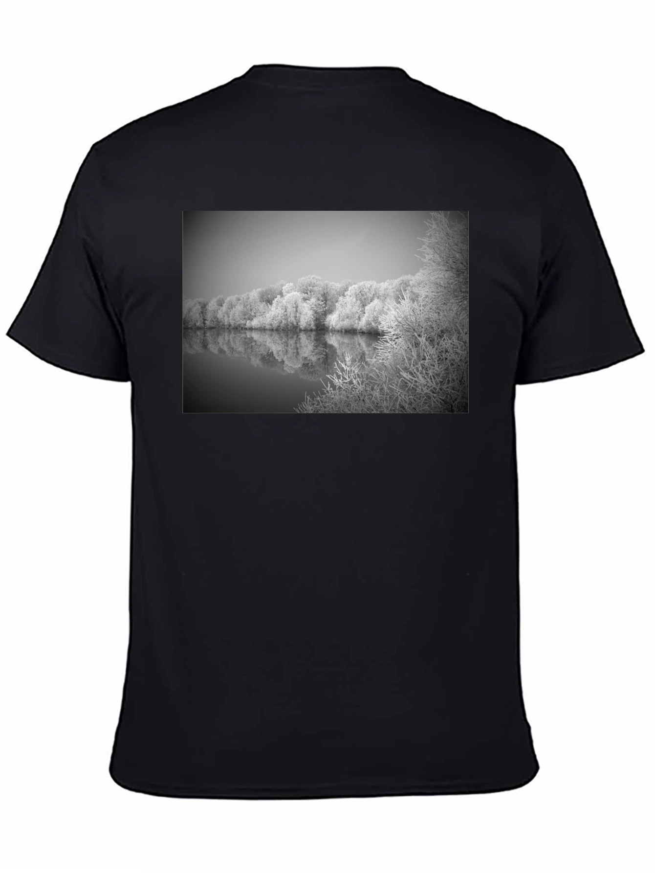 Black Black T-Shirt with Winter Lake Graphic view 4