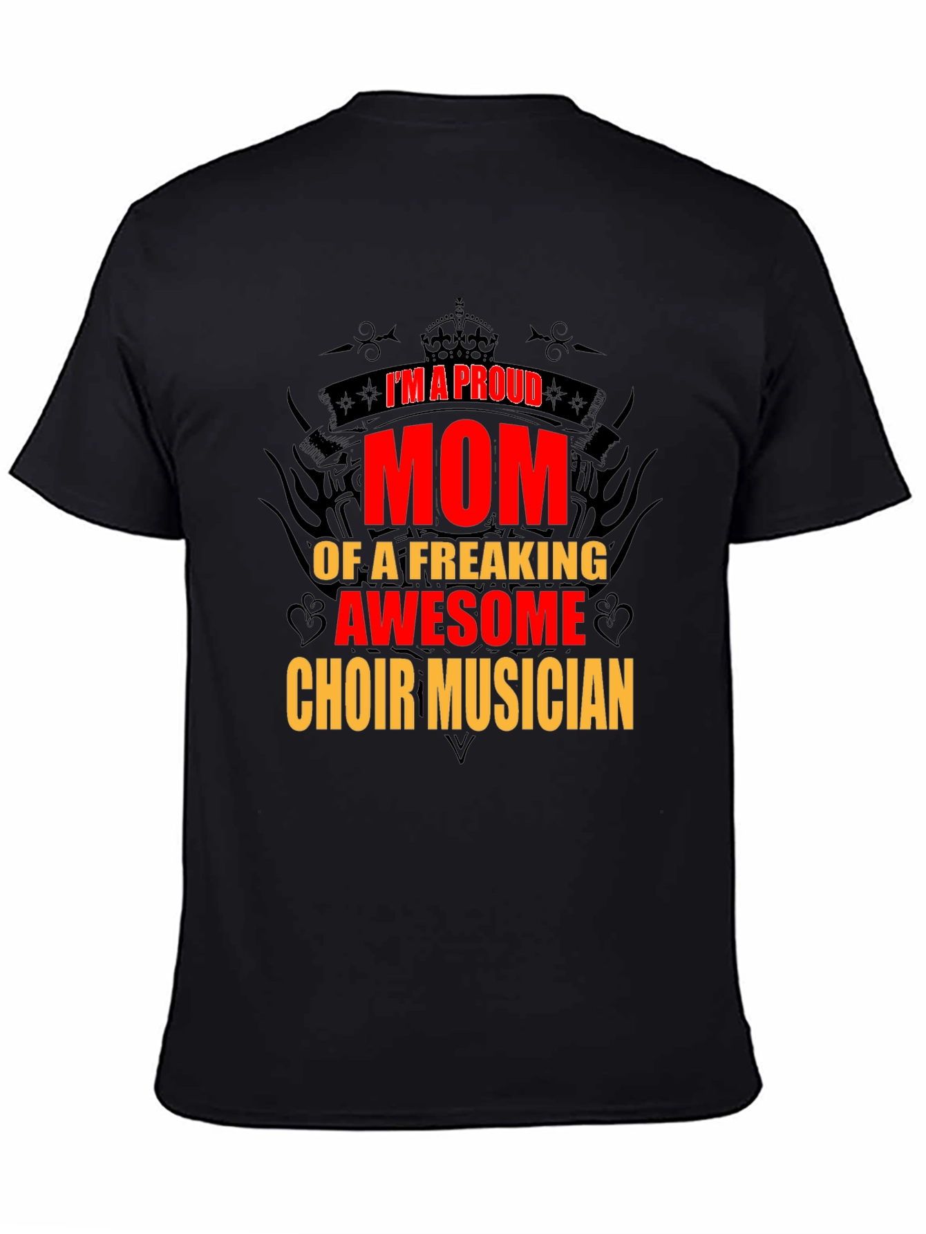 Black Proud Mom Choir Musician T-Shirt view 4