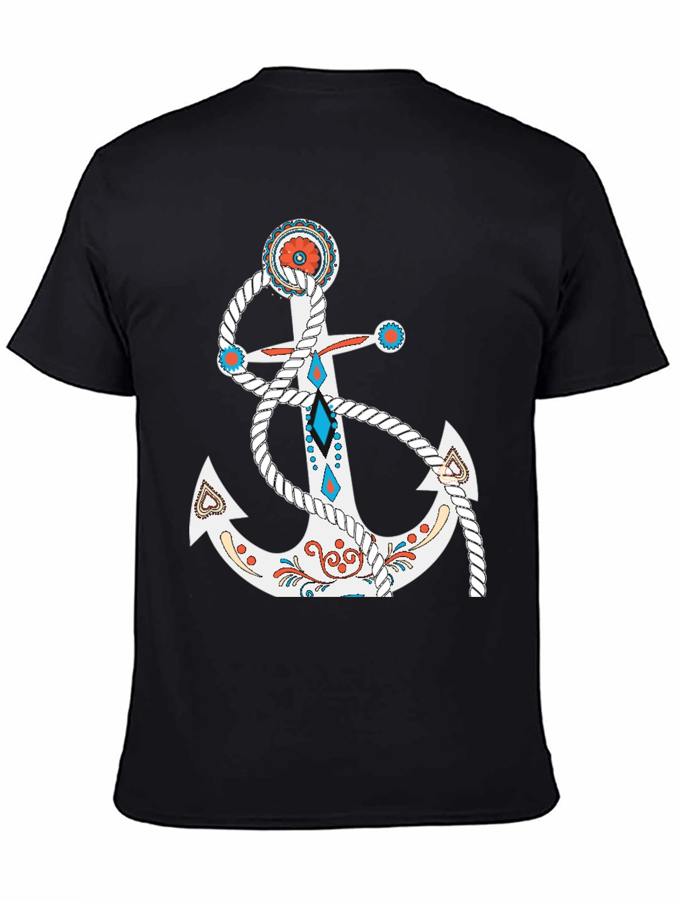 Black Nautical Anchor Graphic Tee - Stylish Casual Wear view 4