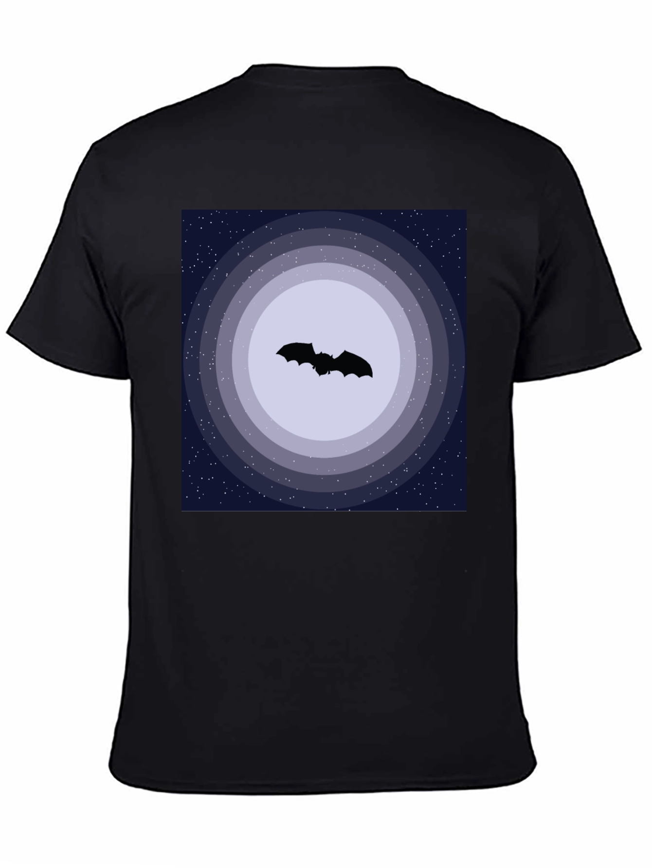 Black Bat Silhouette Night Sky Graphic Tee view 4