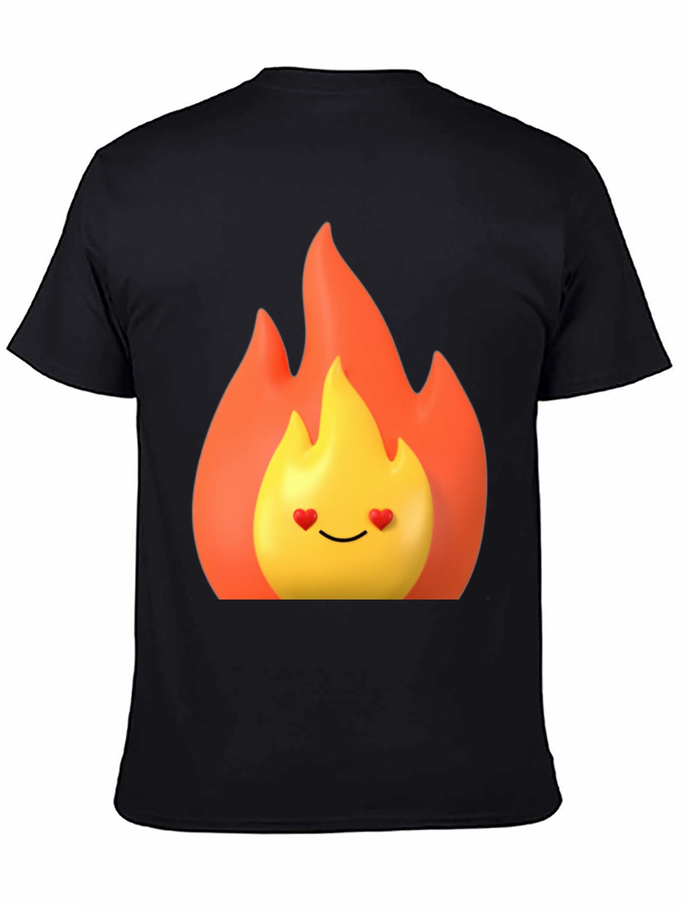 Black Flaming Heart Eyes Emoji Black T-Shirt view 4