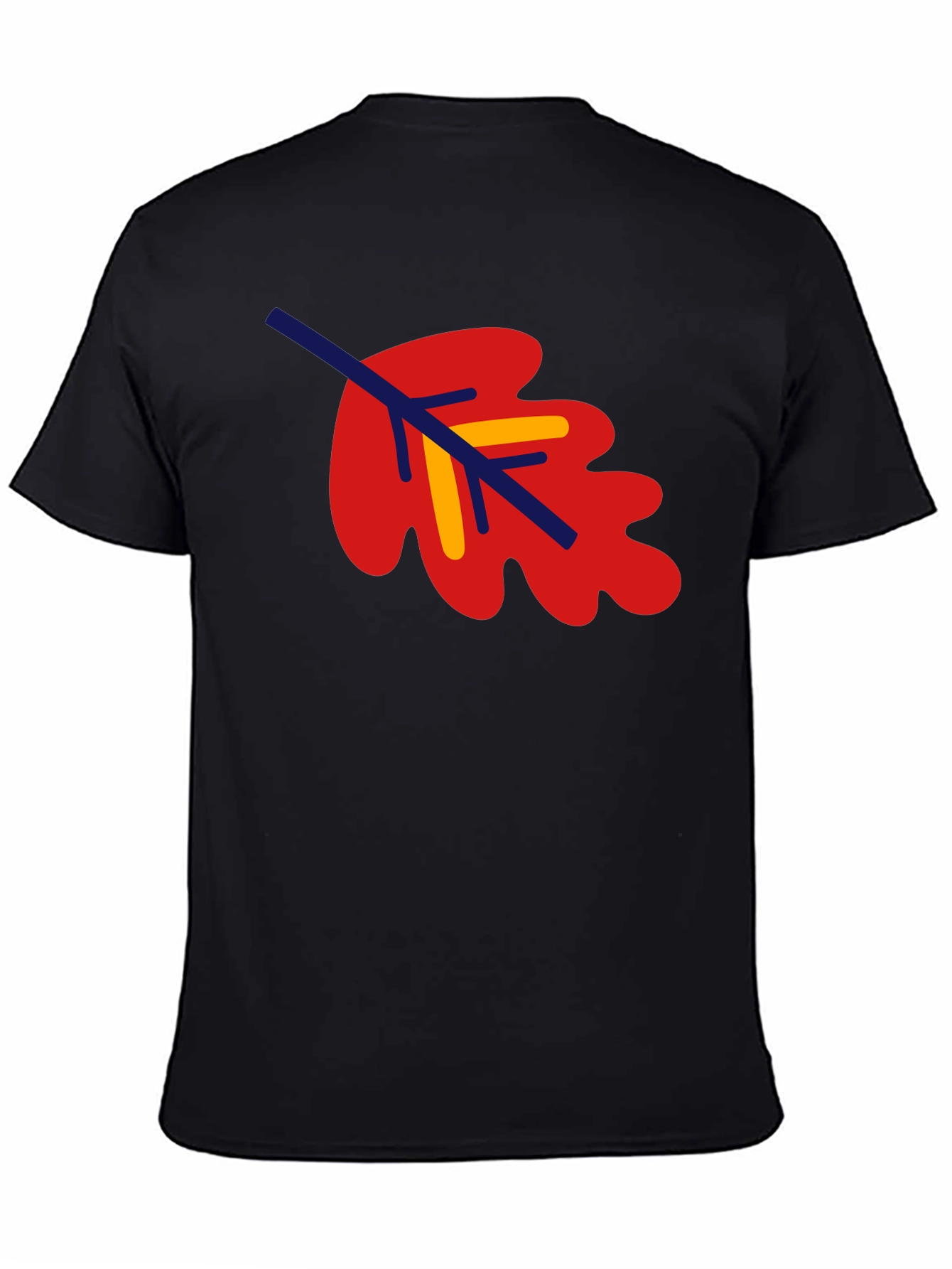 Black Leaf Graphic Tee - Black Cotton Blend Shirt view 4