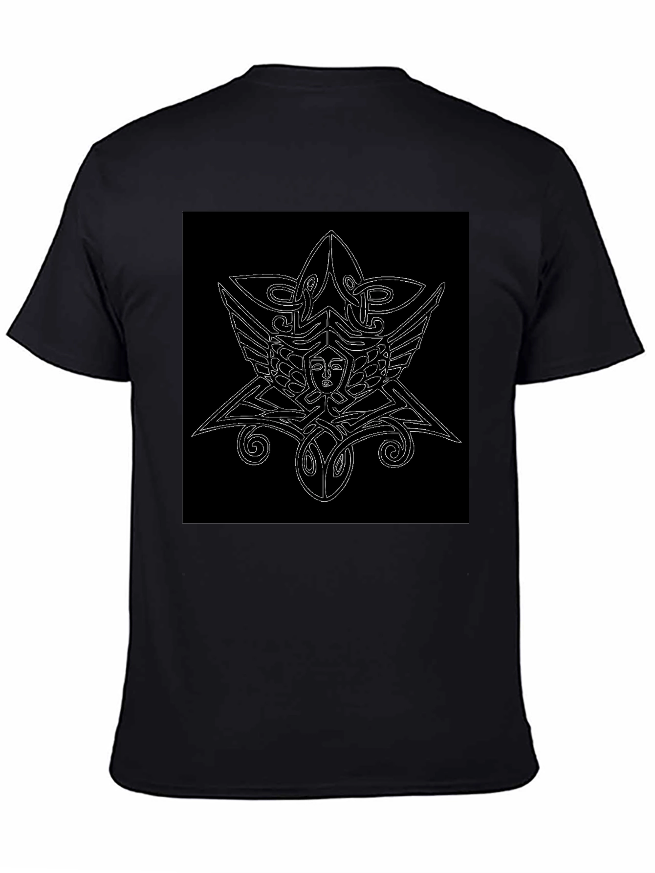 Black Unique Black T-Shirt with Abstract Graphic Print view 4