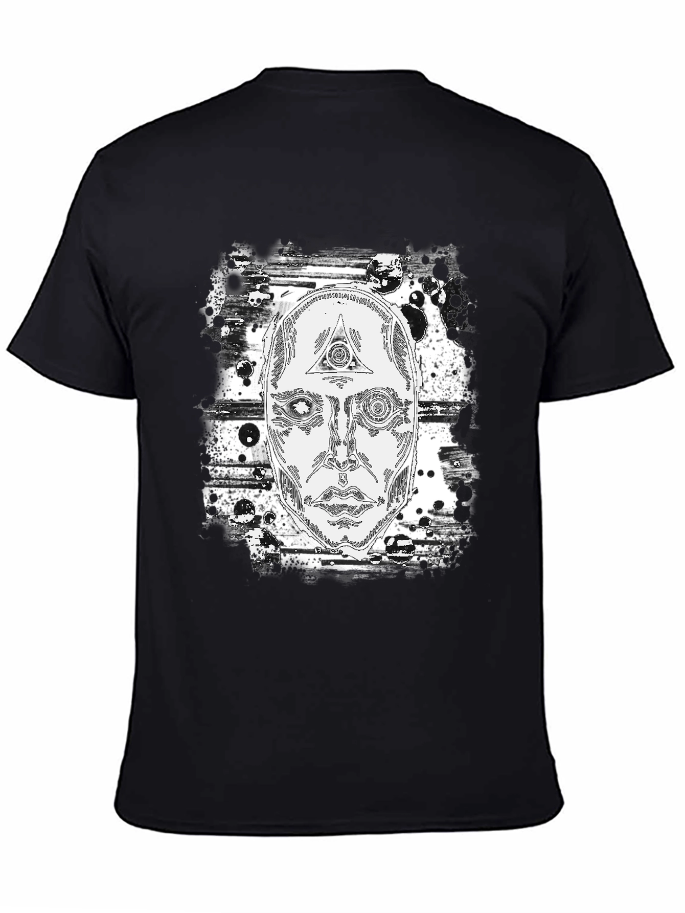 Black Abstract Face Graphic Print Black T-Shirt view 4